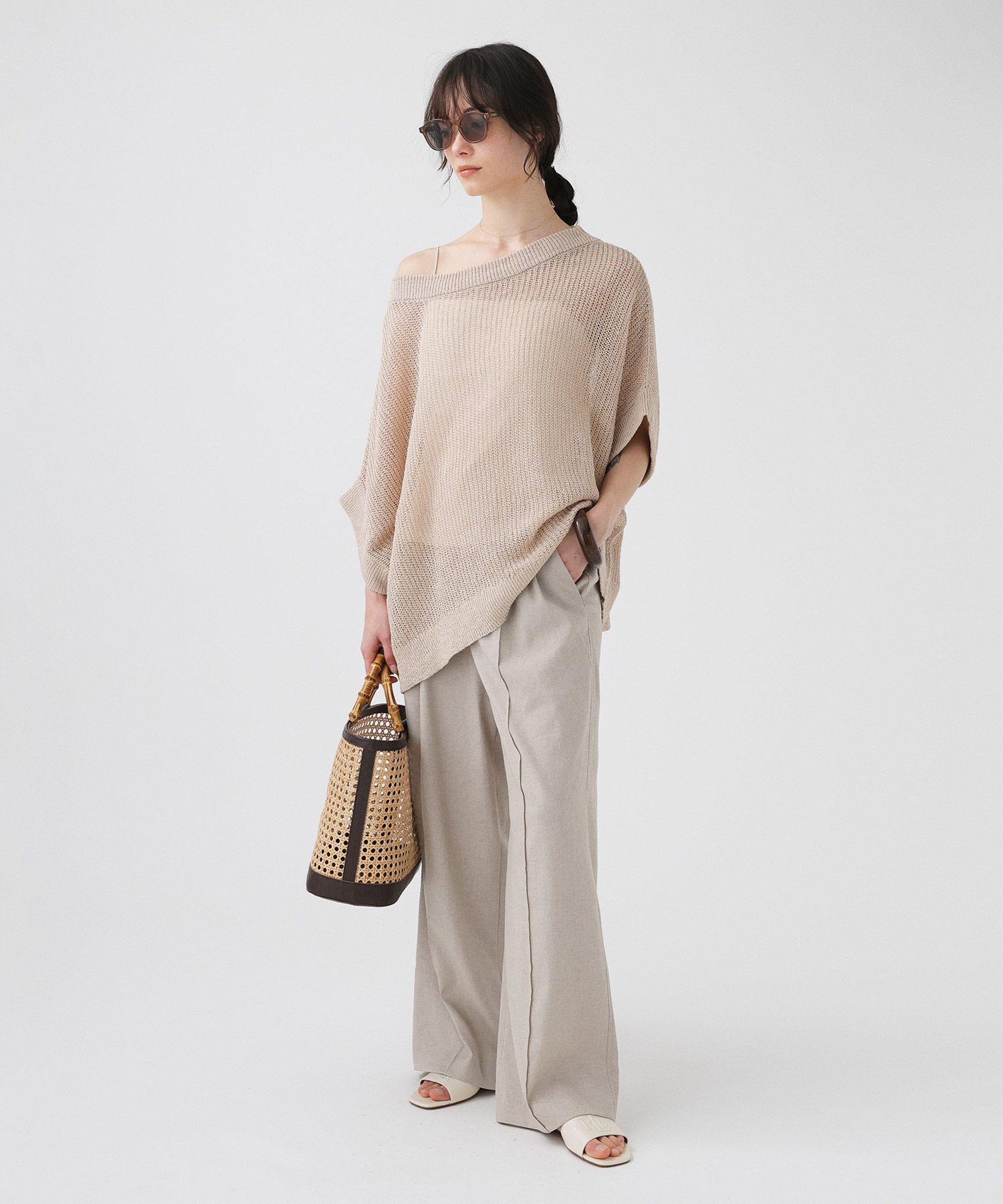 BABYLONE「ペーパーフレンチ袖プルオーバー」|ニット・セーター|