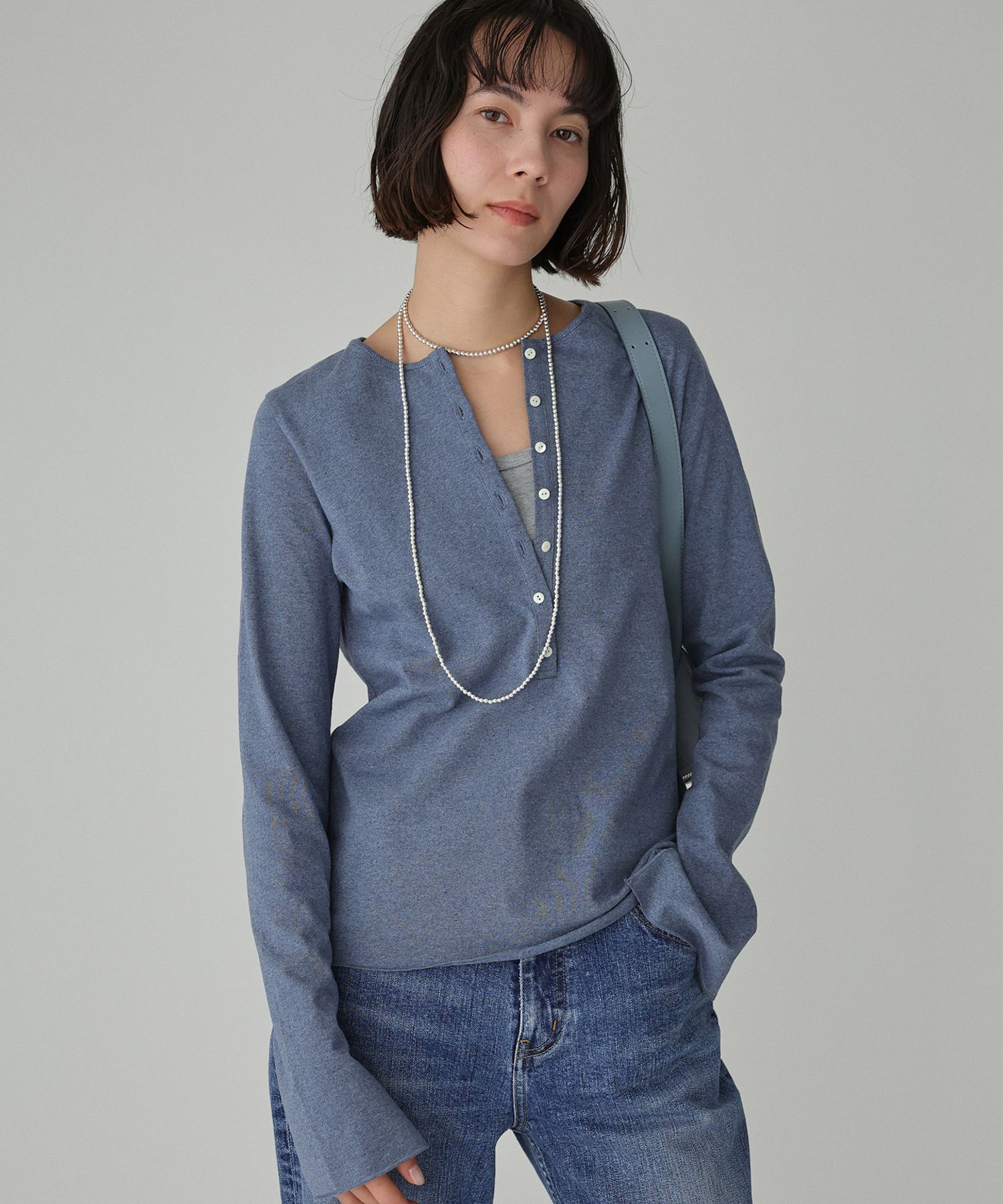 BABYLONE「デニム天竺ヘンリーネックプルオーバー」|Tシャツ・カットソー|ﾈｲﾋﾞｰ