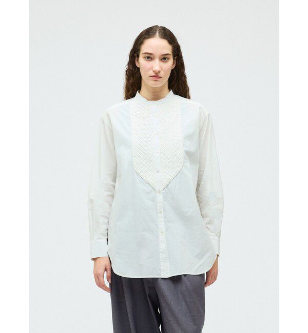 mizuiro ind「mizuiro ind ブランディングクロスシャツ」|シャツ・ブラウス|オフホワイト