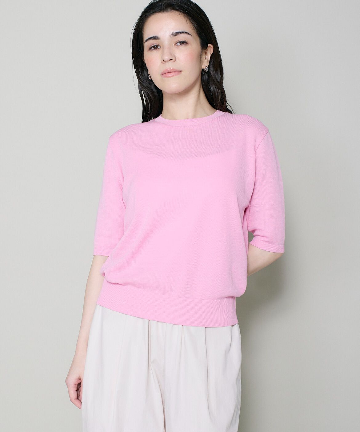 DAY by DAY it&rsquo;s international「ハーフスリーブクルーネックニット《ガスコットン》」|ニット・セーター|ピンク1