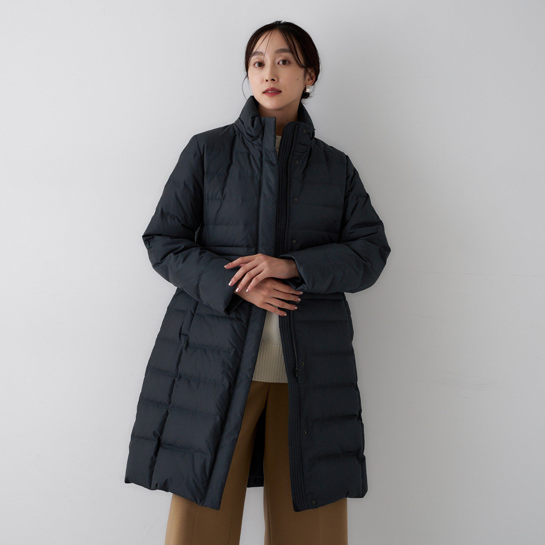 UNTITLED「【はっ水機能/フード取り外し可/防寒】ロングダウンコート」|ダウン|