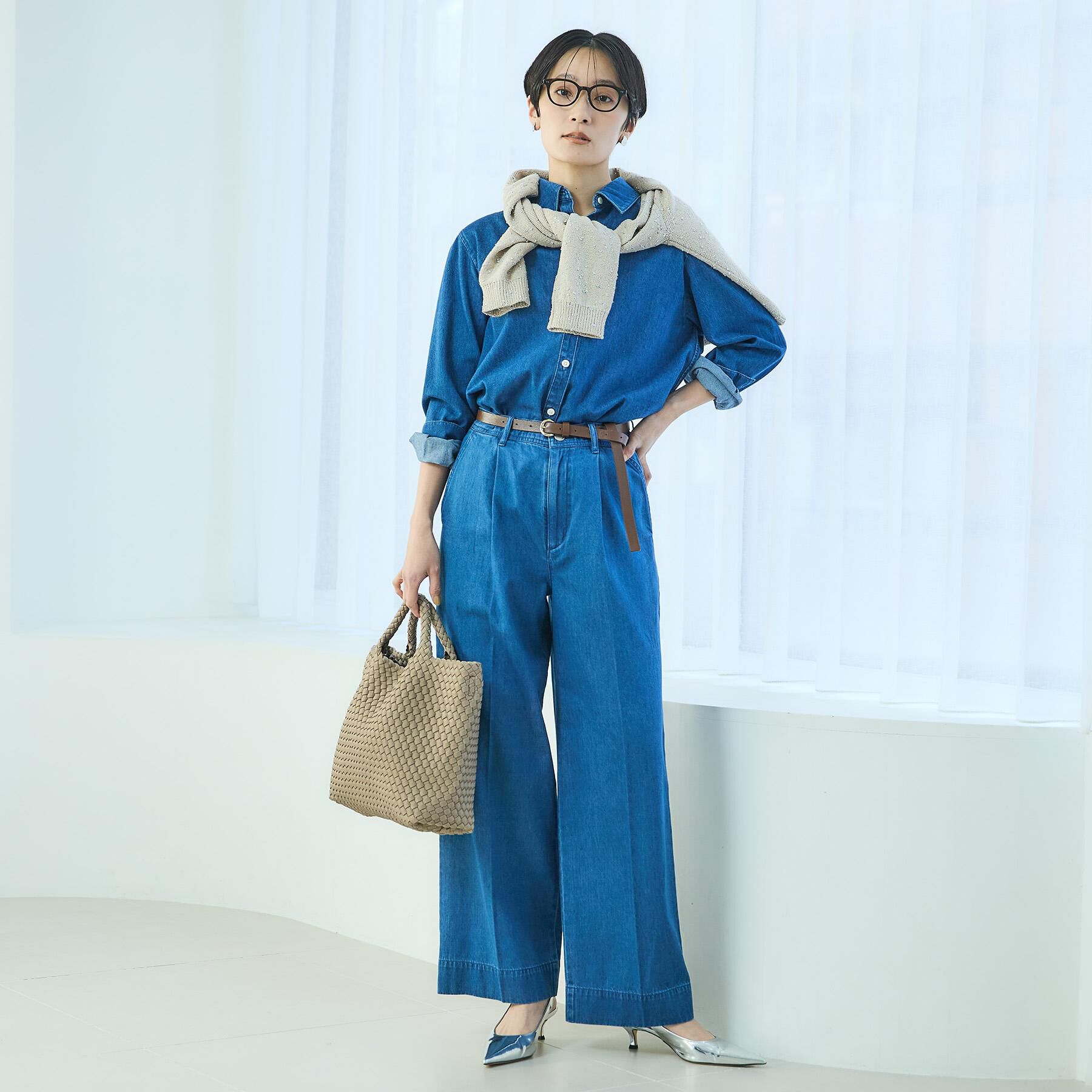 UNTITLED「【セットアップ可/ボウタイ】ライトウェイトデニムブラウス」|シャツ・ブラウス|