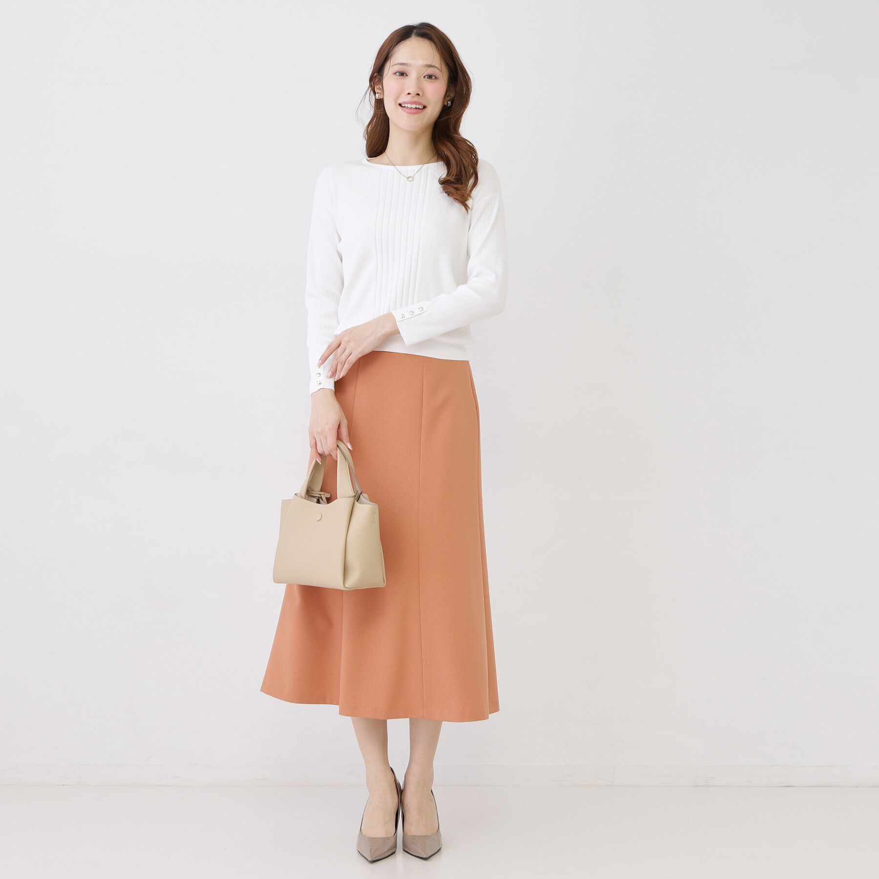 COUP DE CHANCE「【手洗い可／9分袖】リブ風ラインニット」|ニット・セーター|