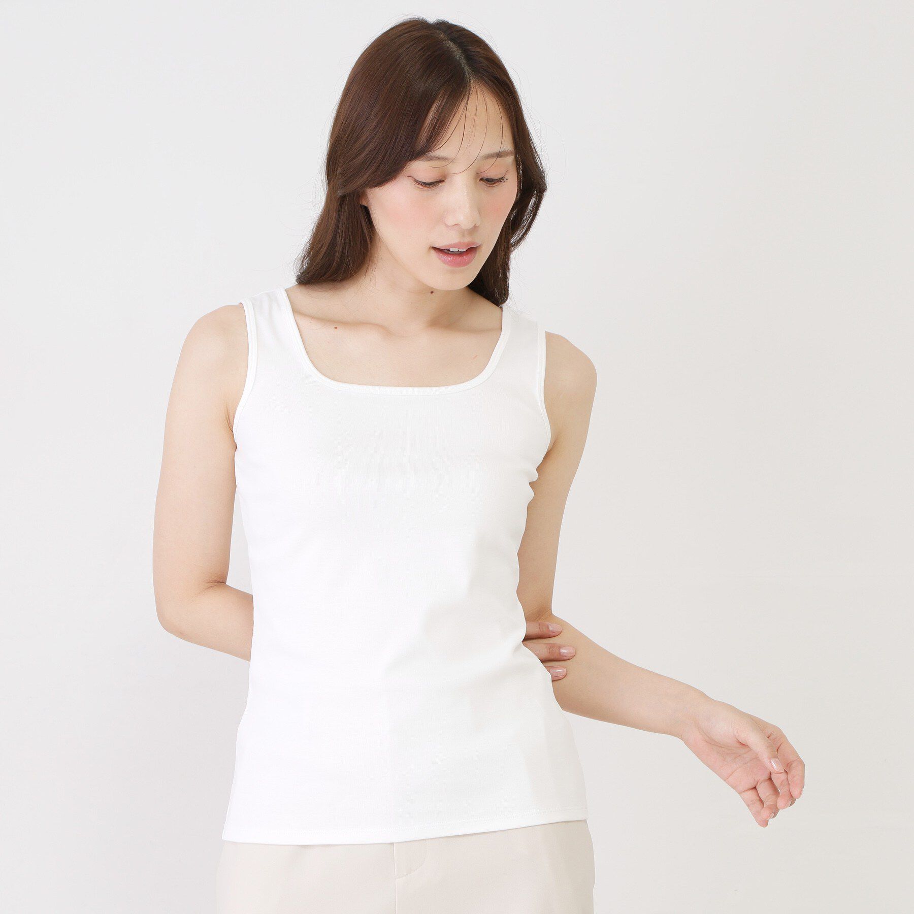 COUP DE CHANCE「【手洗い可／日本製／前後2way】テレコタンクトップ」|キャミソール|
