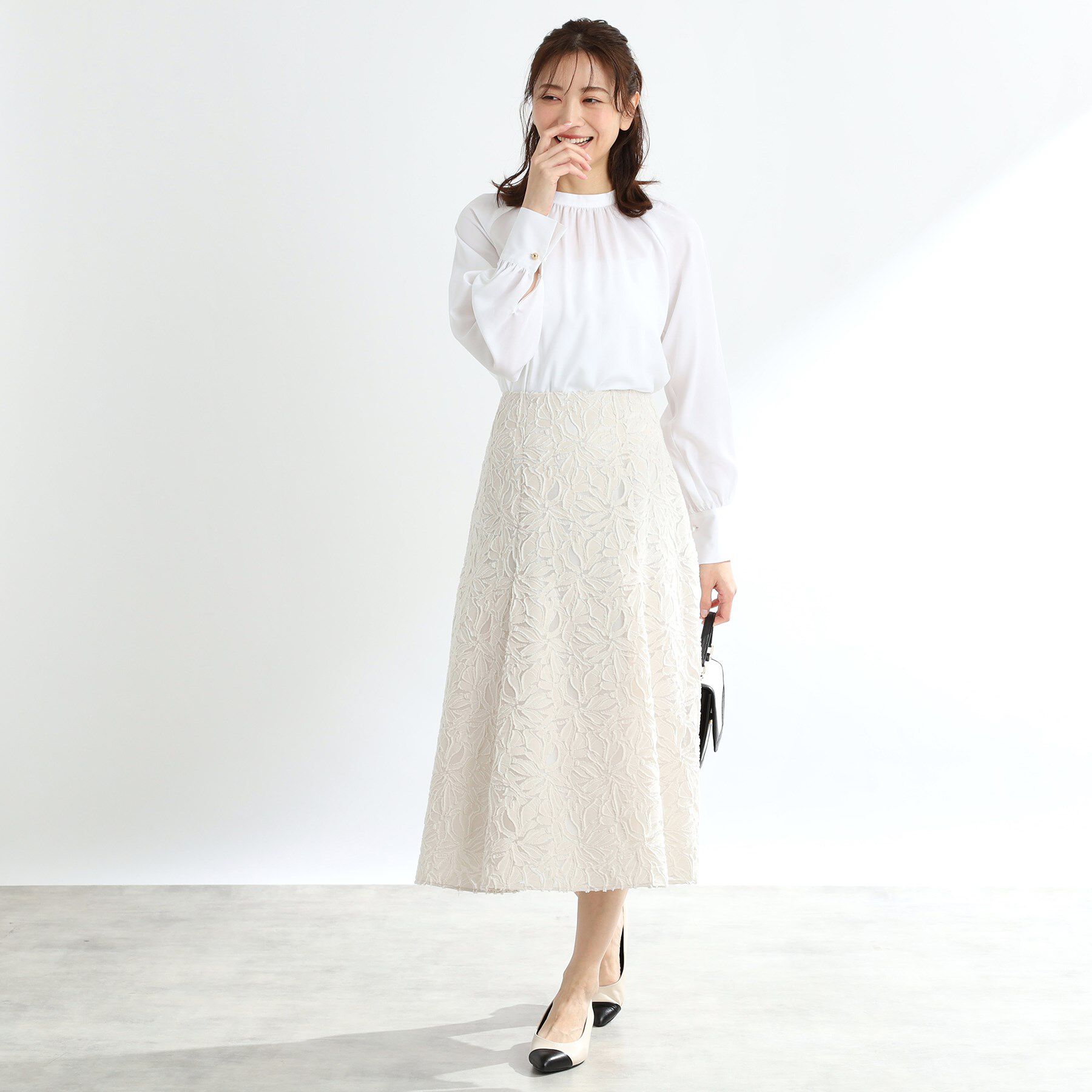 Reflect「【手洗い可】カットジャカードロングスカート」|スカート|