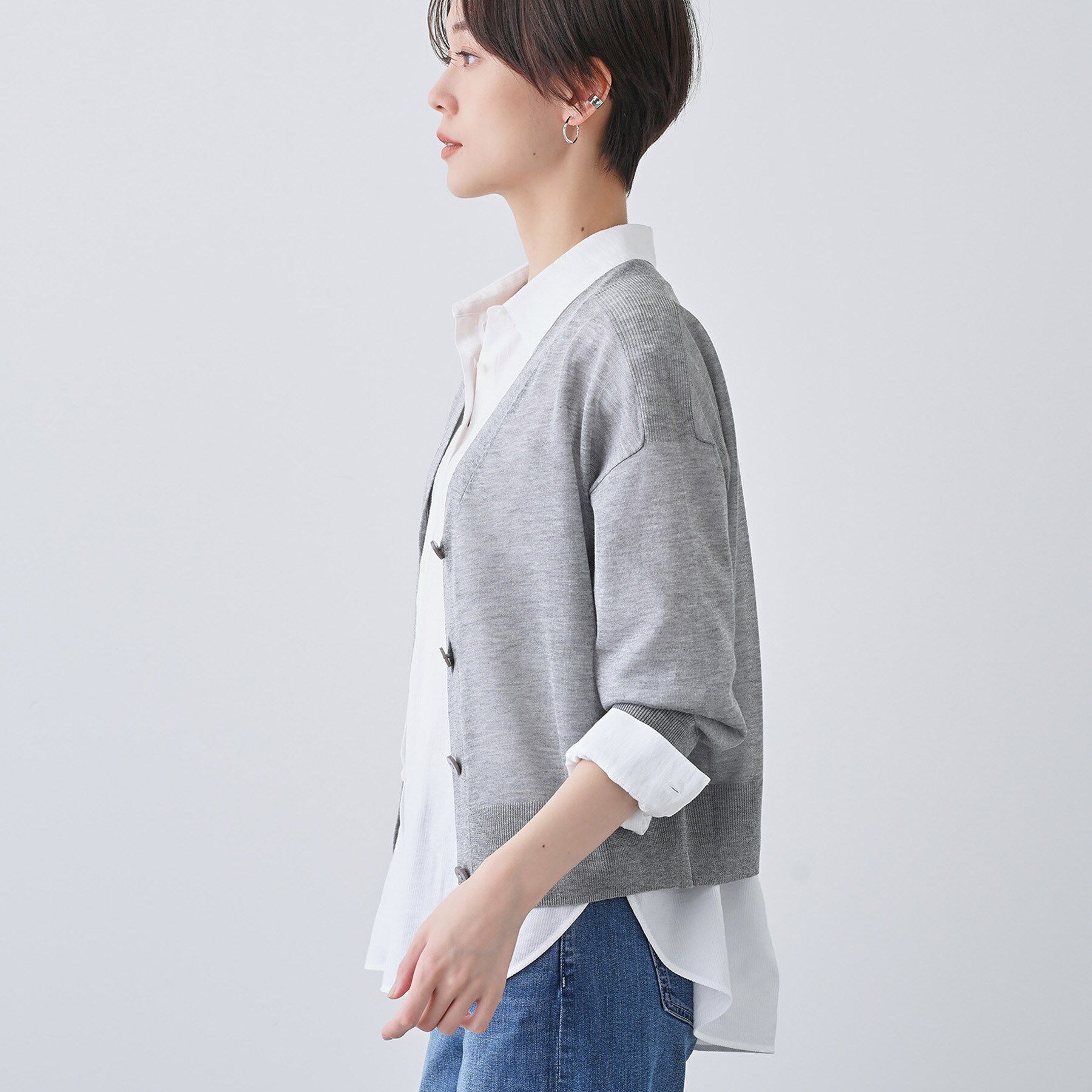 INDIVI「【大人シアーラメ】きれいめニットカーディガン」|カーディガン|