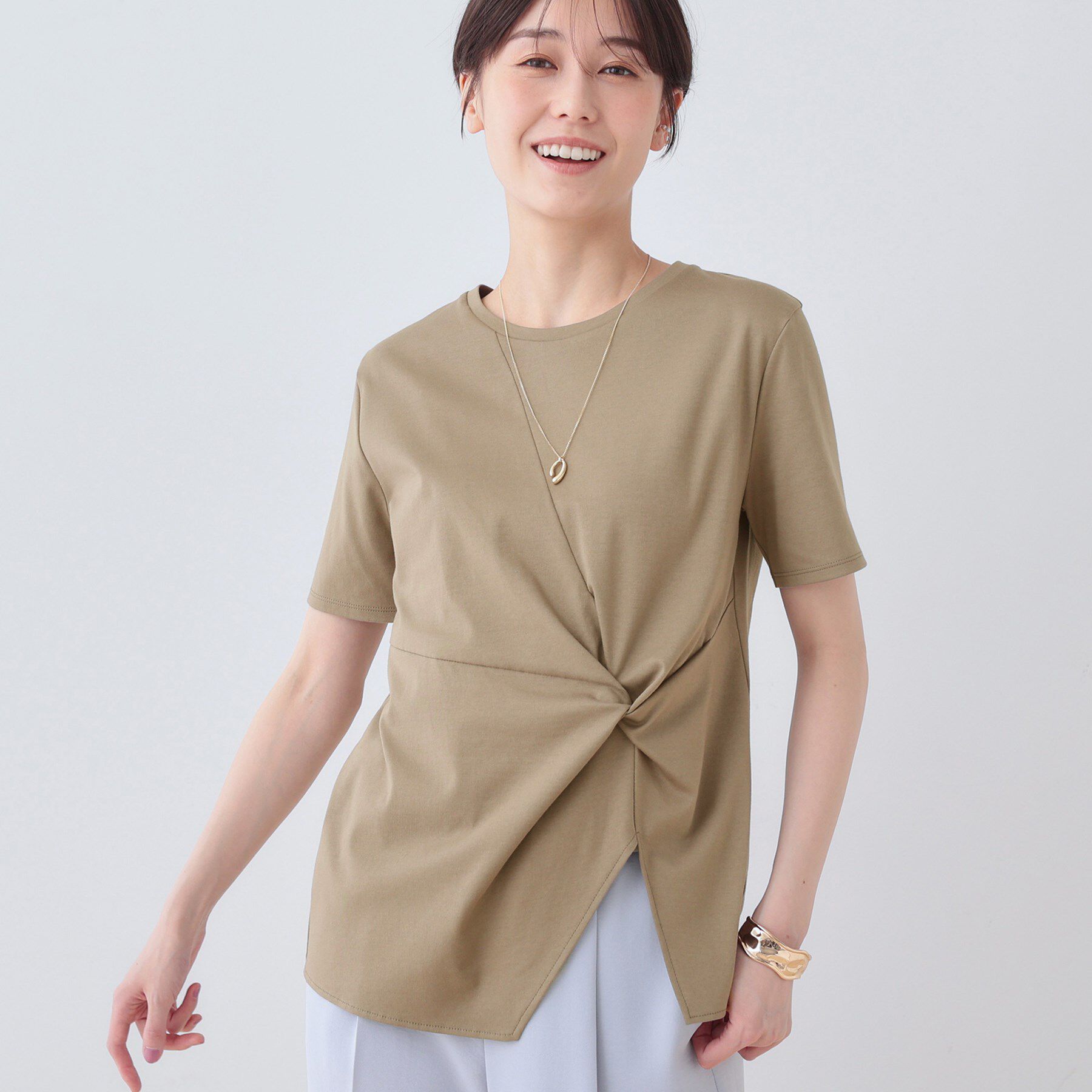 INDIVI「【洗える】ねじりデザインTシャツ」|Tシャツ・カットソー|