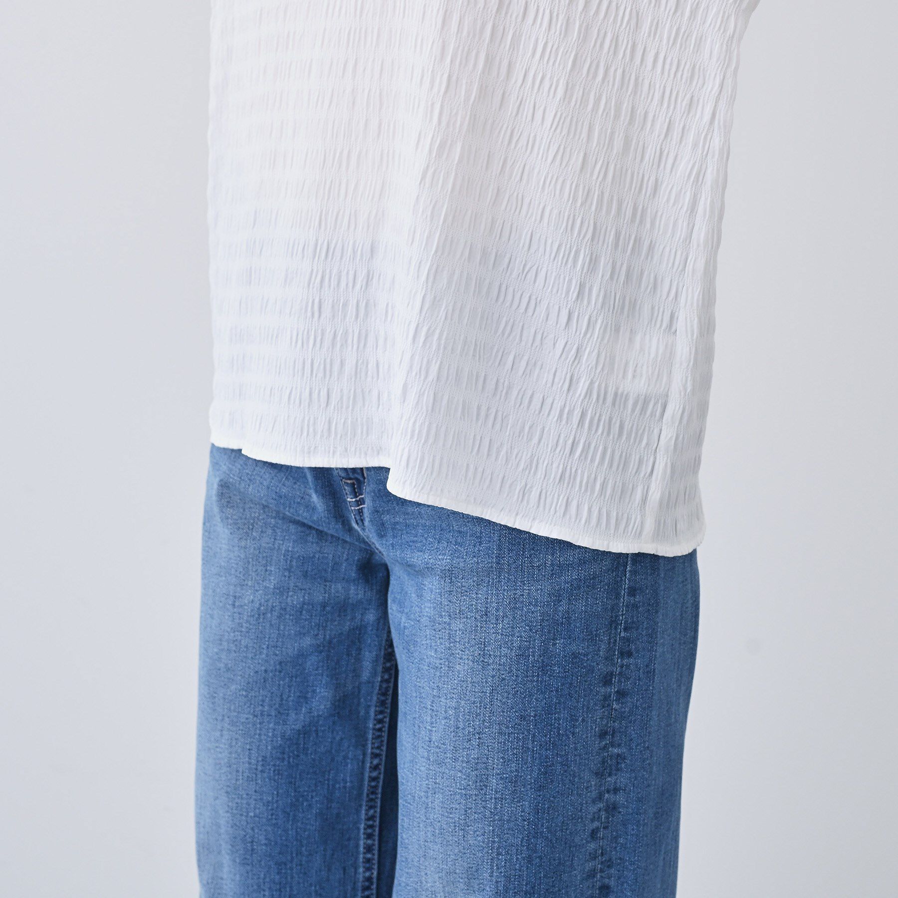 INDIVI「【洗える】シャーリング風ラグランスリーブブラウス」|シャツ・ブラウス|