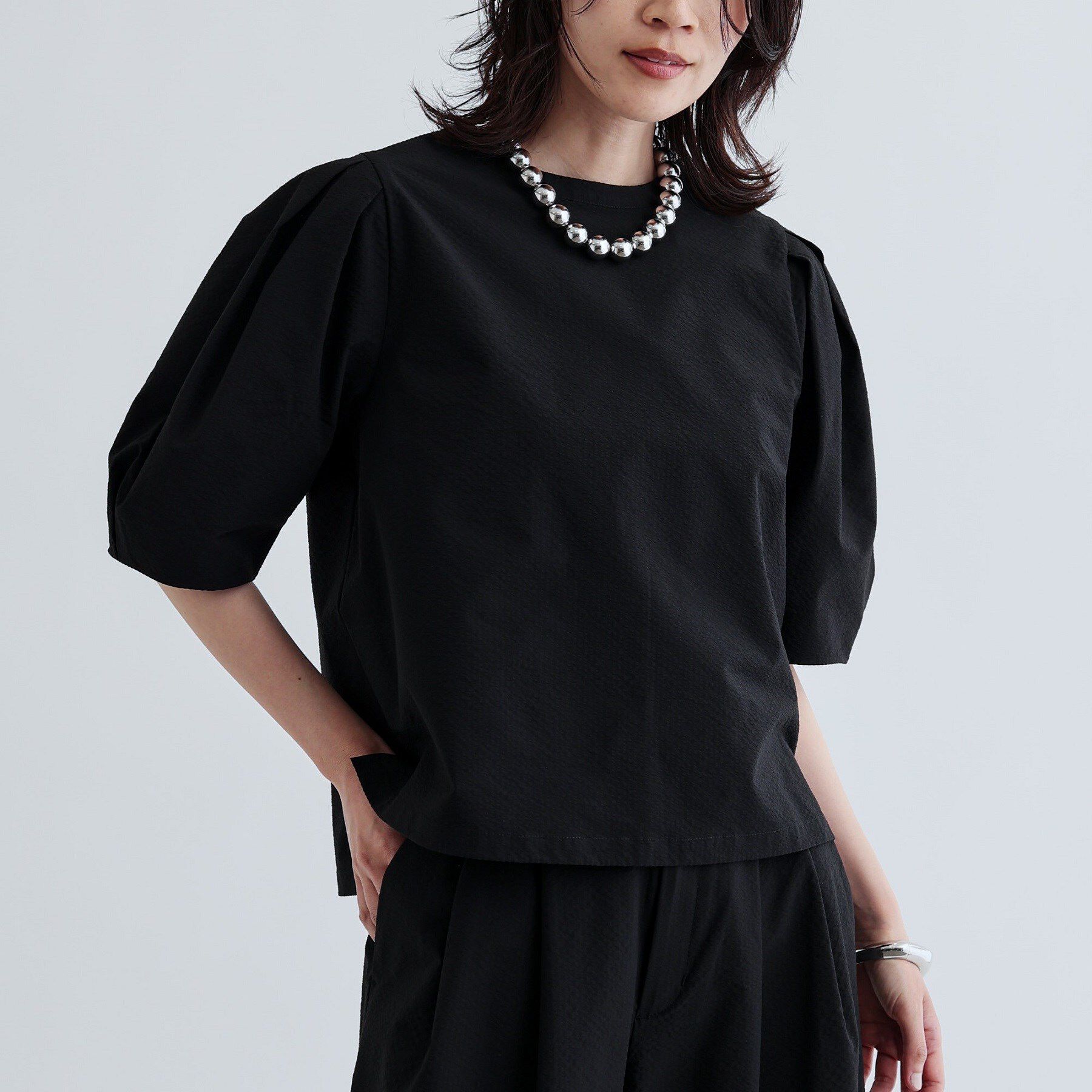 GALLEST「【セットアップ可能】ストライプサッカーブラウス」|シャツ・ブラウス|