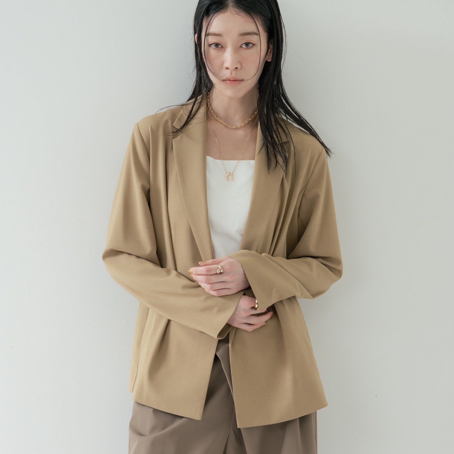 GALLEST「Comfy SET UP｜ダブルブレストイージージャケット【セットアップ対応／通勤／カセット服／接触」|テーラードジャケット|
