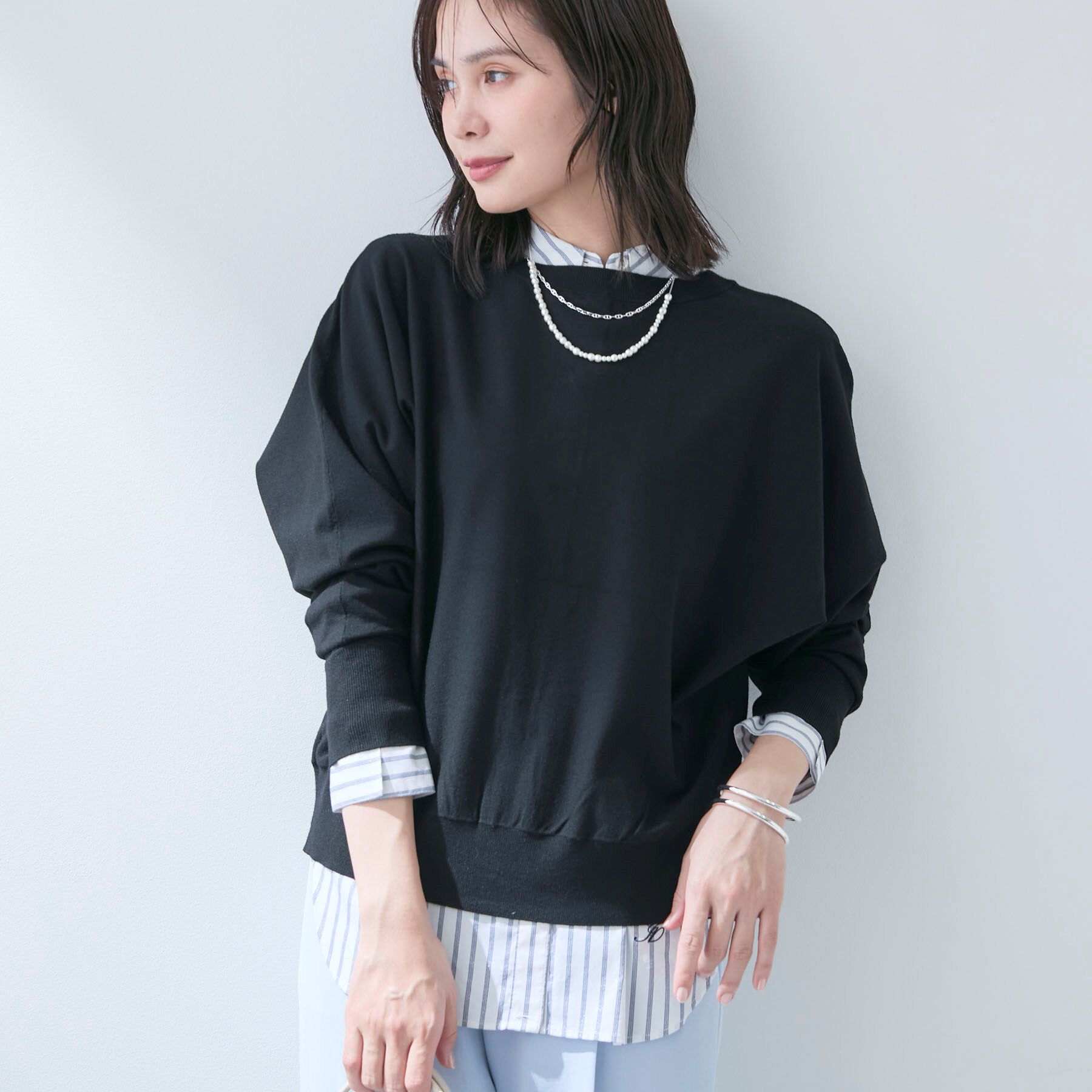 INDIVI「【洗える／前後2WAY／アンサンブル可能】ドルマンスリーブカーディガン」|カーディガン|