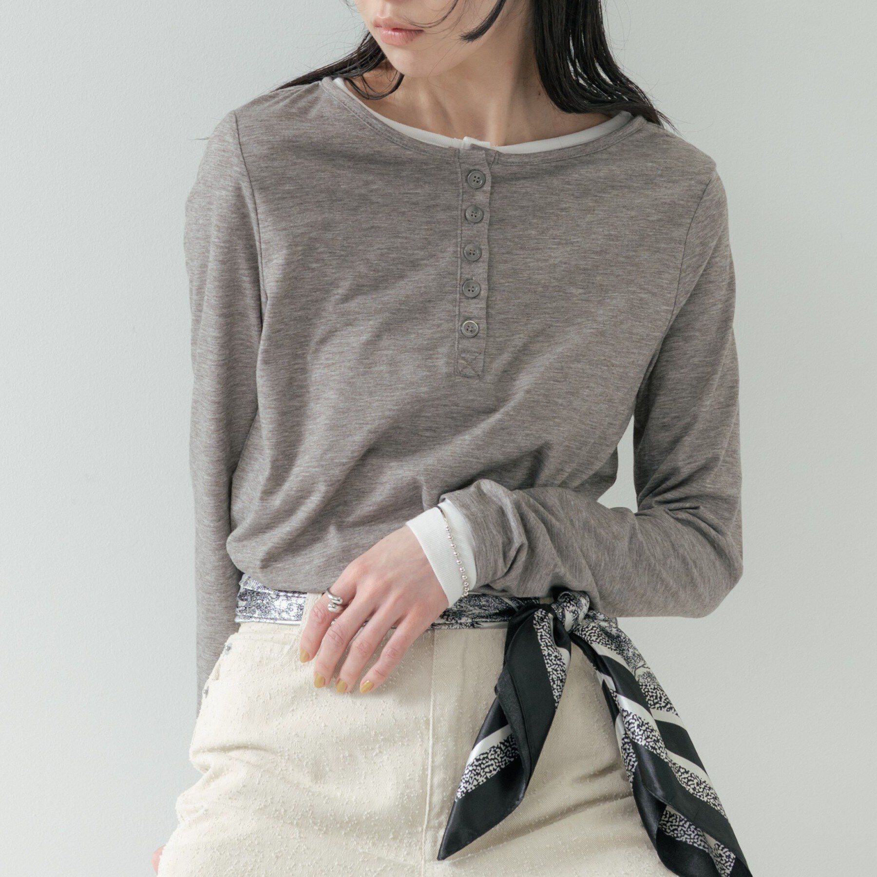 GALLEST「バイカラーヘンリーネックカットソー」|Tシャツ・カットソー|