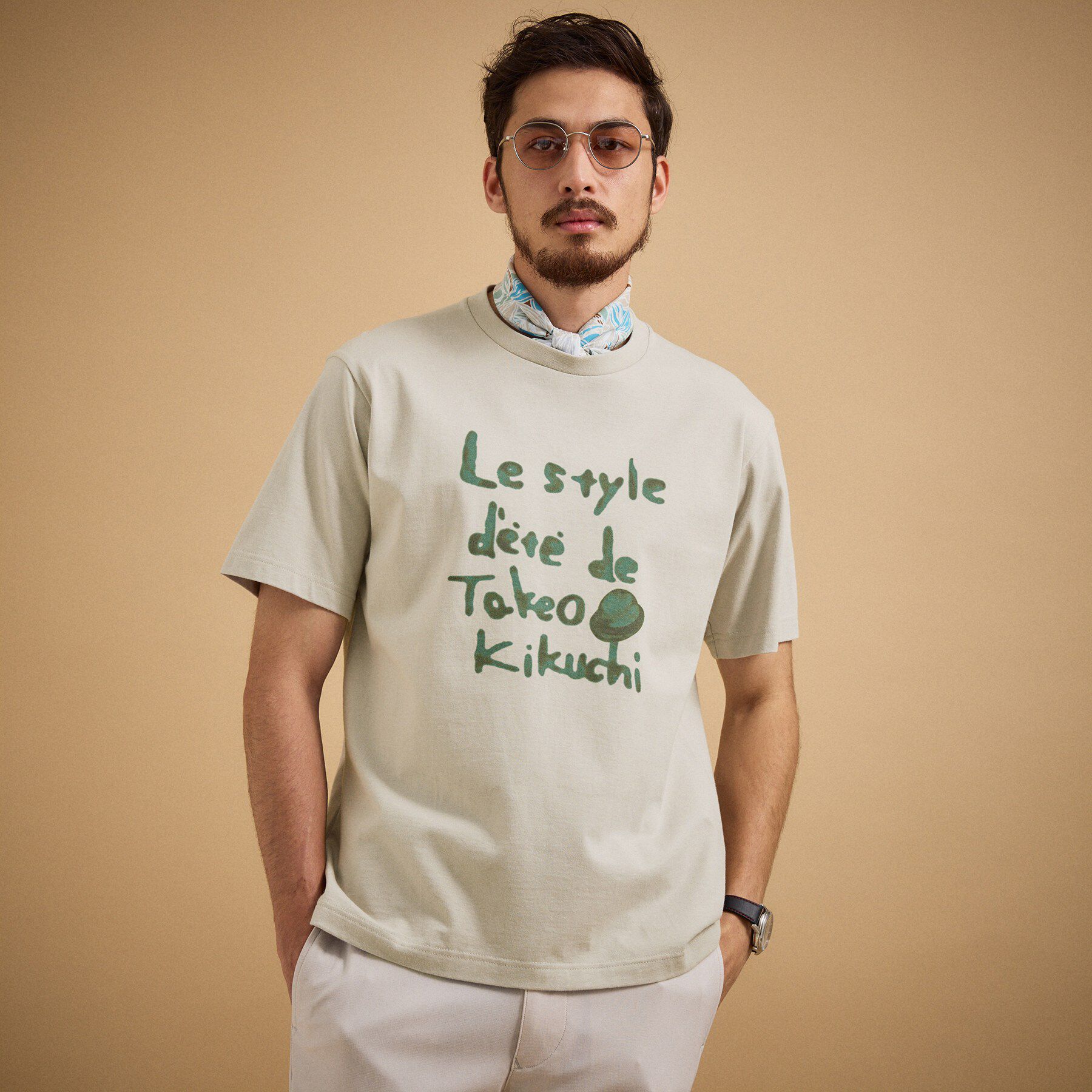 TAKEO KIKUCHI「ペイントロゴTシャツ」|Tシャツ・カットソー|ライトベージュ(05