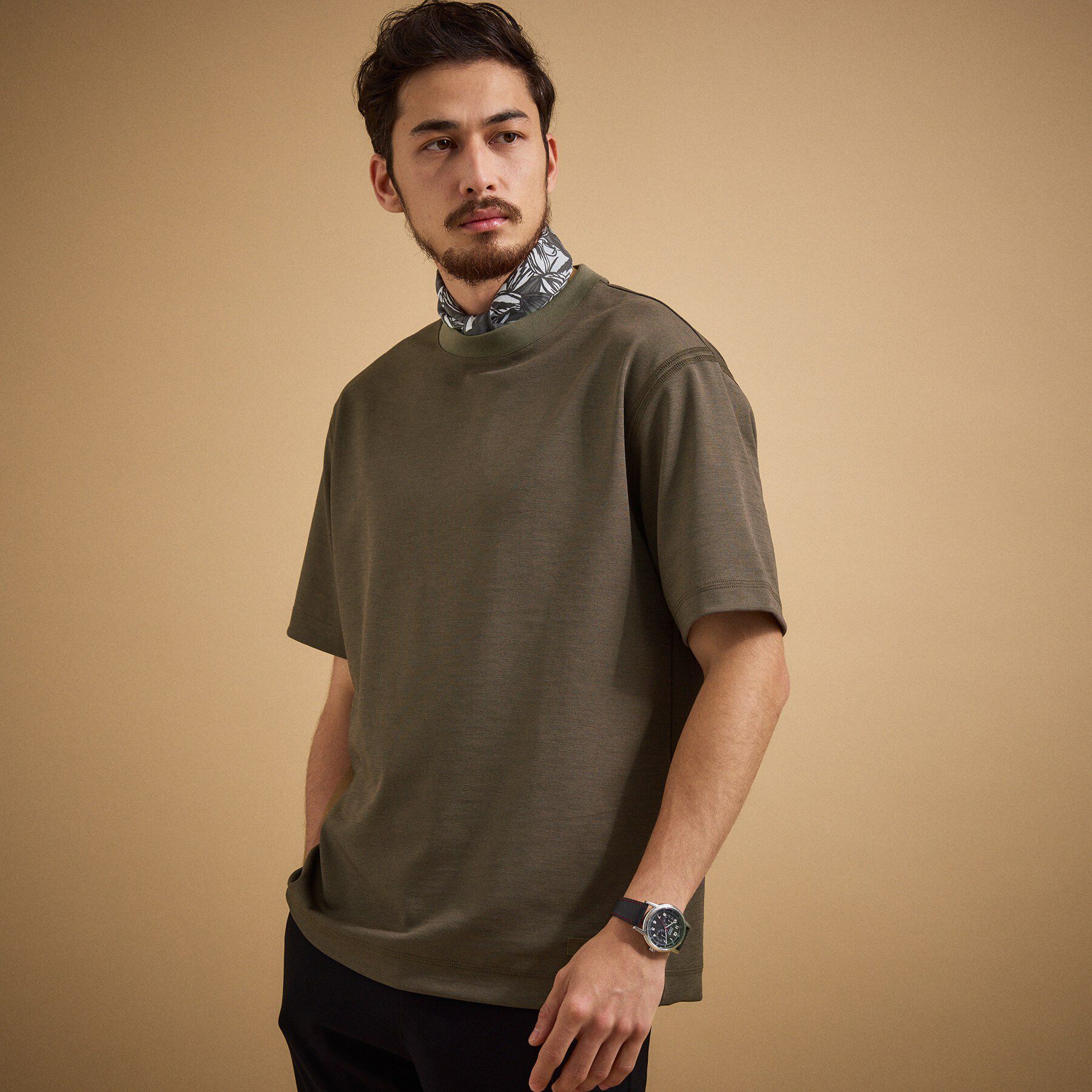 TAKEO KIKUCHI「リネン ライク ポンチ プルオーバー」|Tシャツ・カットソー|ブラウン(044)