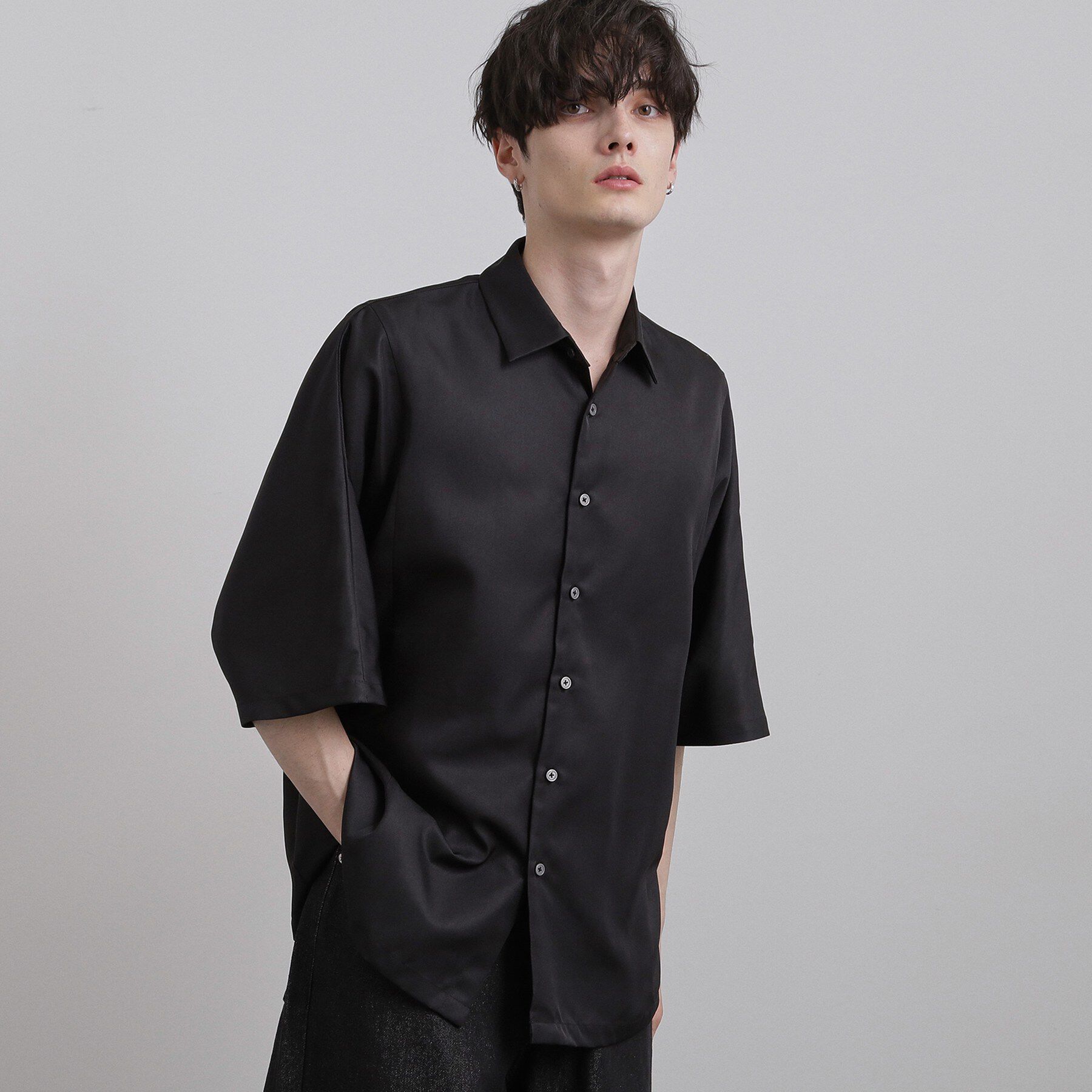 tk.TAKEO KIKUCHI「ドルマン半袖シャツ」|シャツ・ブラウス|ブラック(019)