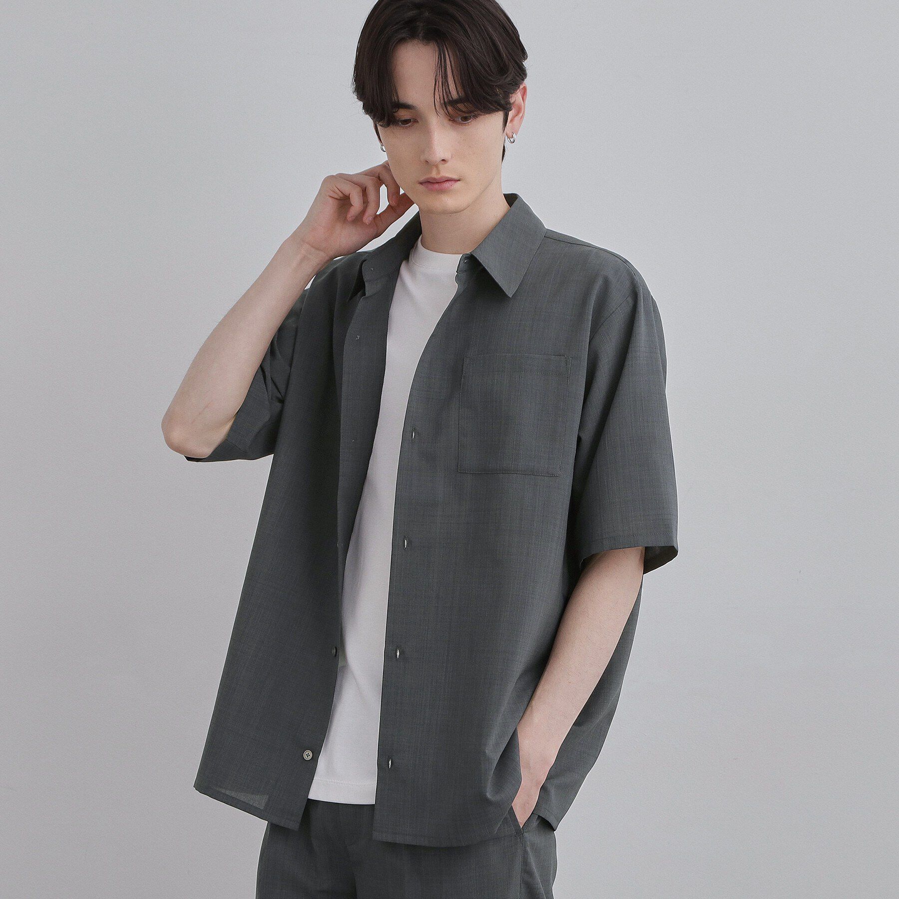 tk.TAKEO KIKUCHI「【UVカット／吸水速乾】AIRY DRY レギュラーカラーシャツ」|シャツ・ブラウス|チャコールグレー(0