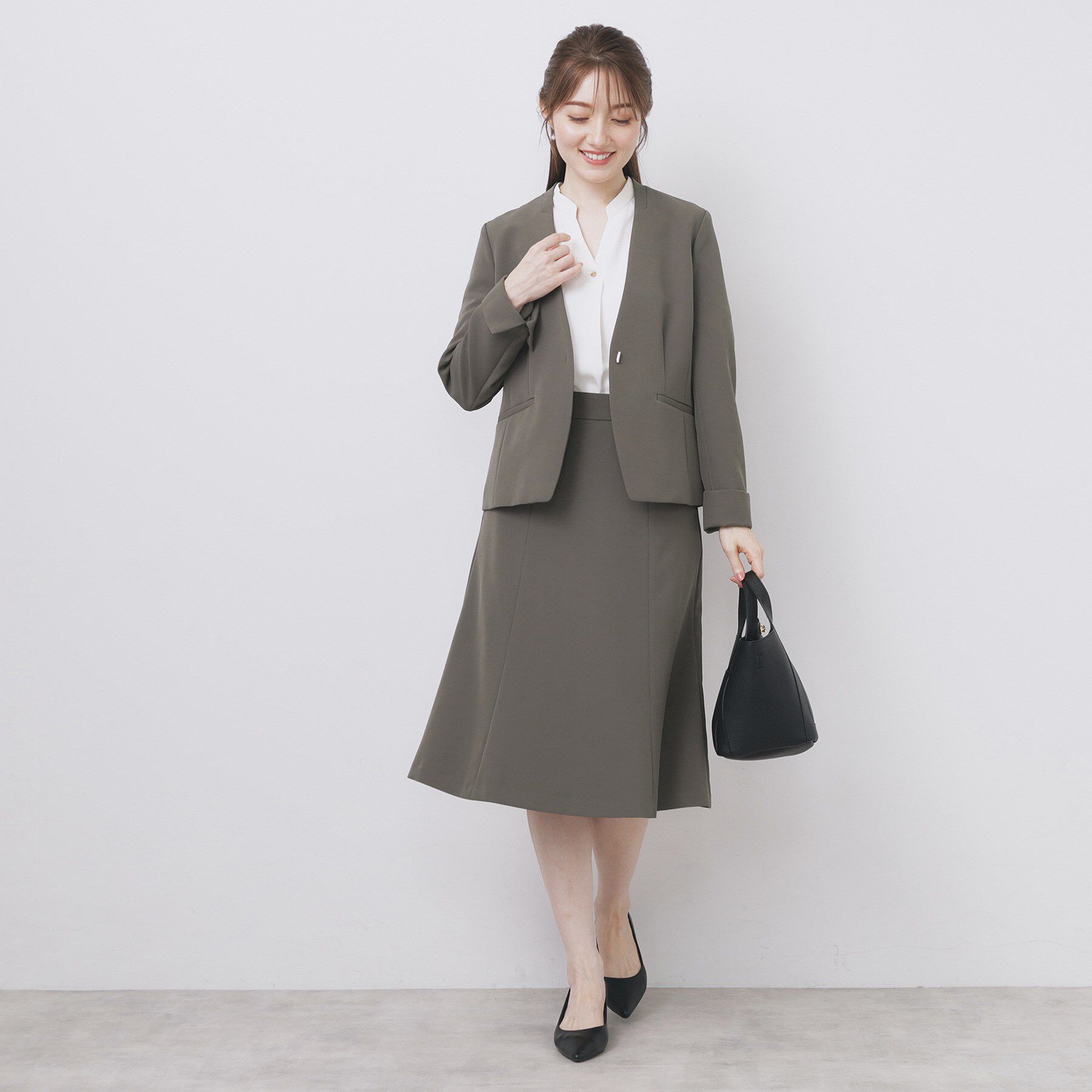 index「ストレッチノーカラージャケット/セットアップ対応【洗濯機洗い可/イージーアイロン/防シワ】」|ノーカラージャケット|