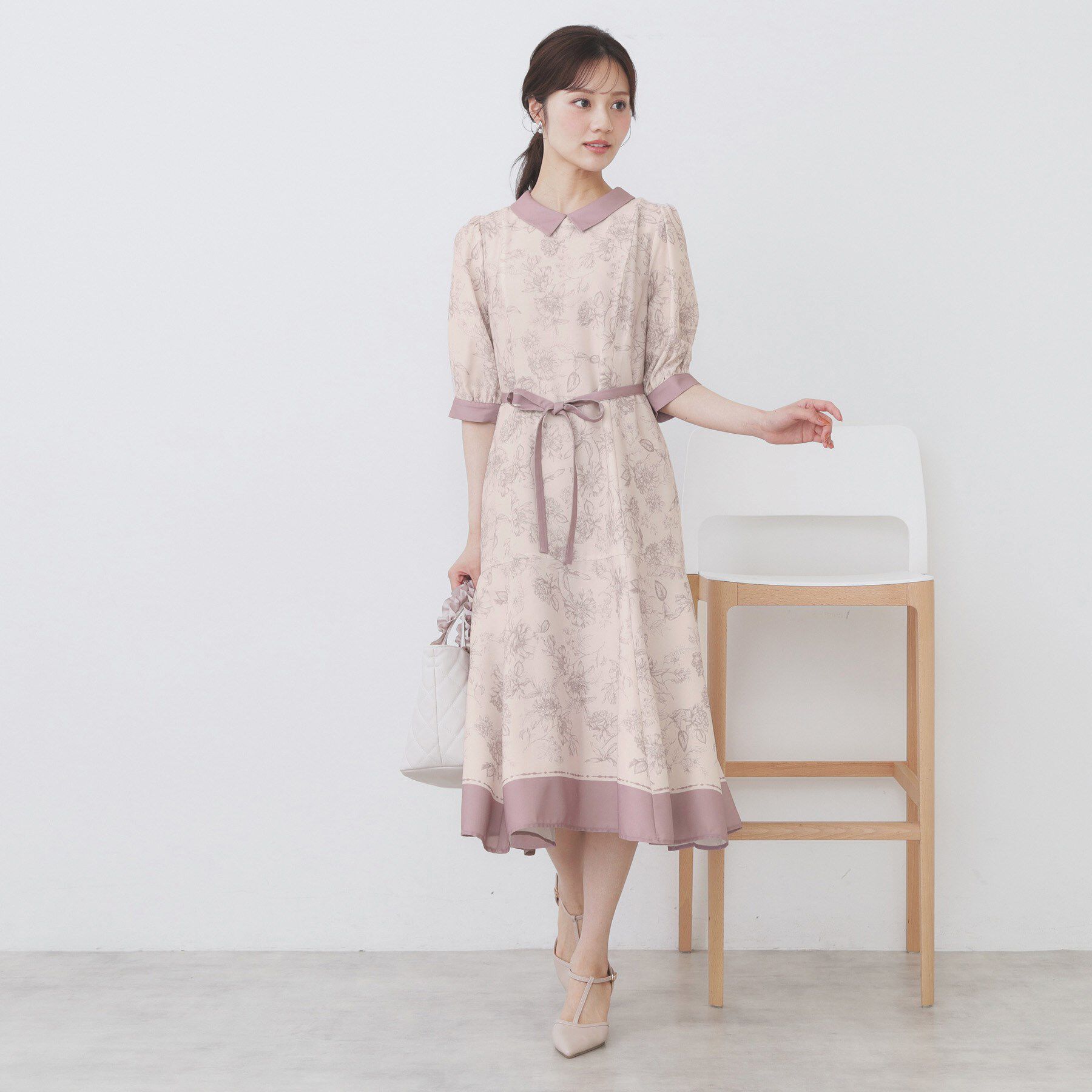 index「2WAY パネルフラワーバイカラーワンピース【洗濯機洗い可/イージーアイロン】」|ワンピース|