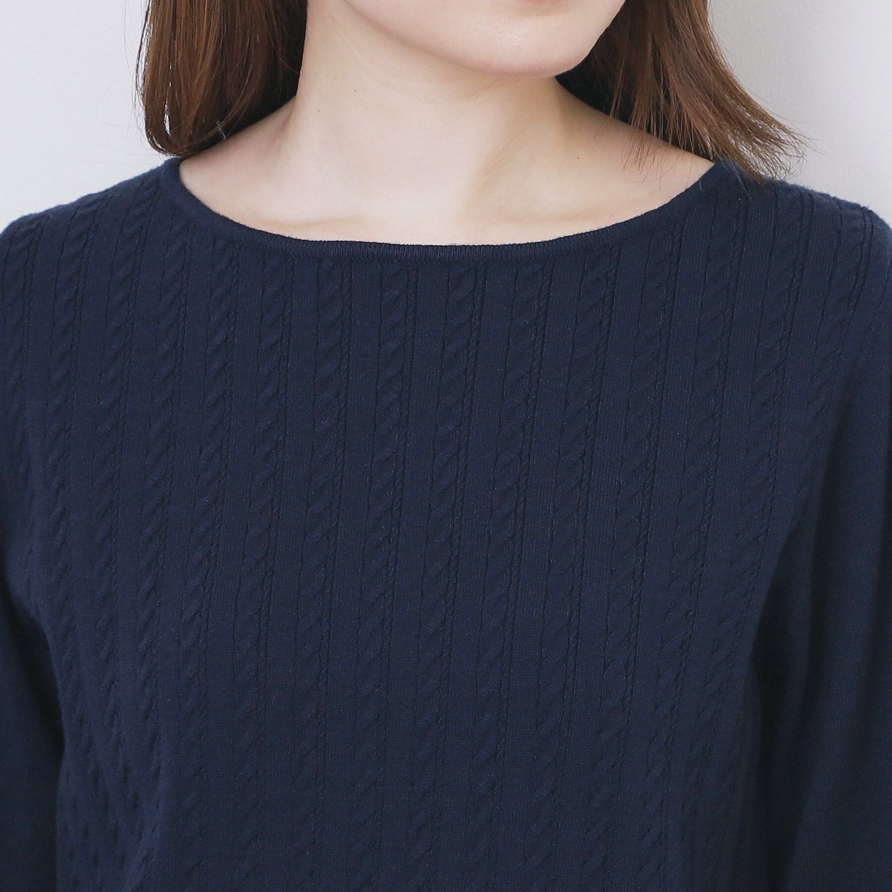 index「ボートネックケーブルニット【洗濯機OK/抗ピル】」|ニット・セーター|