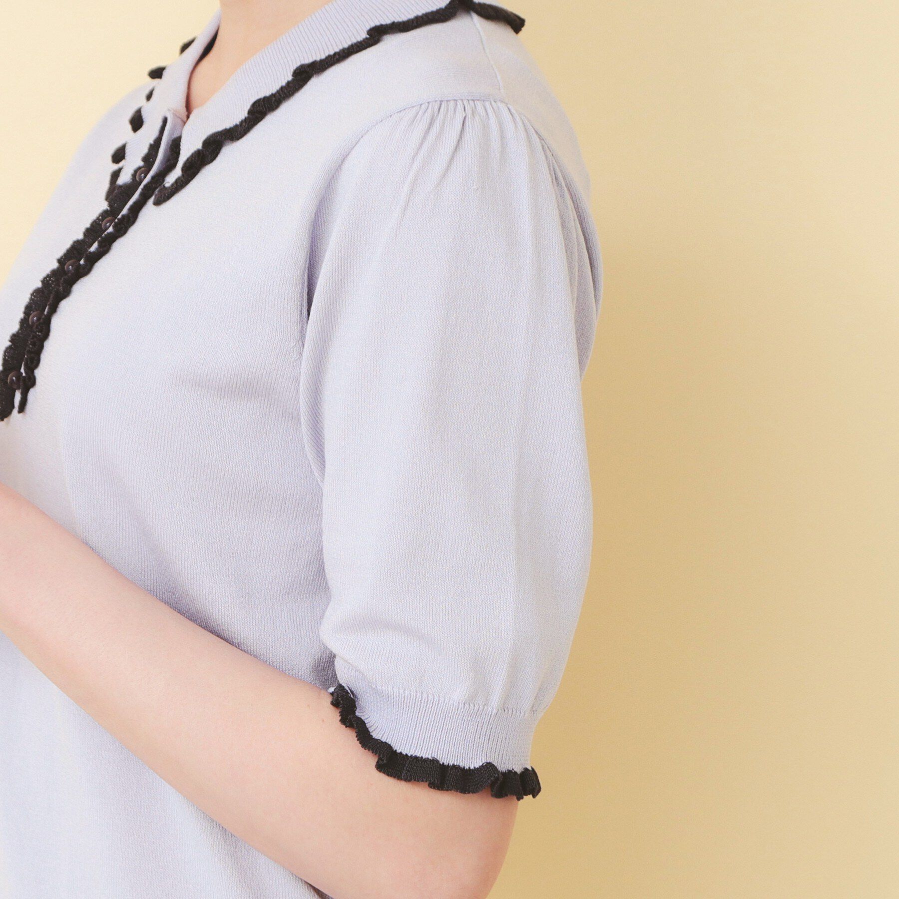 index「ミニフリル衿付きポロニット【洗濯機OK/抗ピル】」|ニット・セーター|