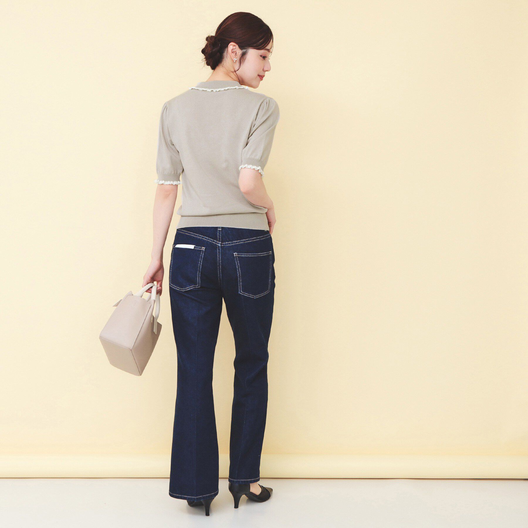 index「ミニフリル衿付きポロニット【洗濯機OK/抗ピル】」|ニット・セーター|