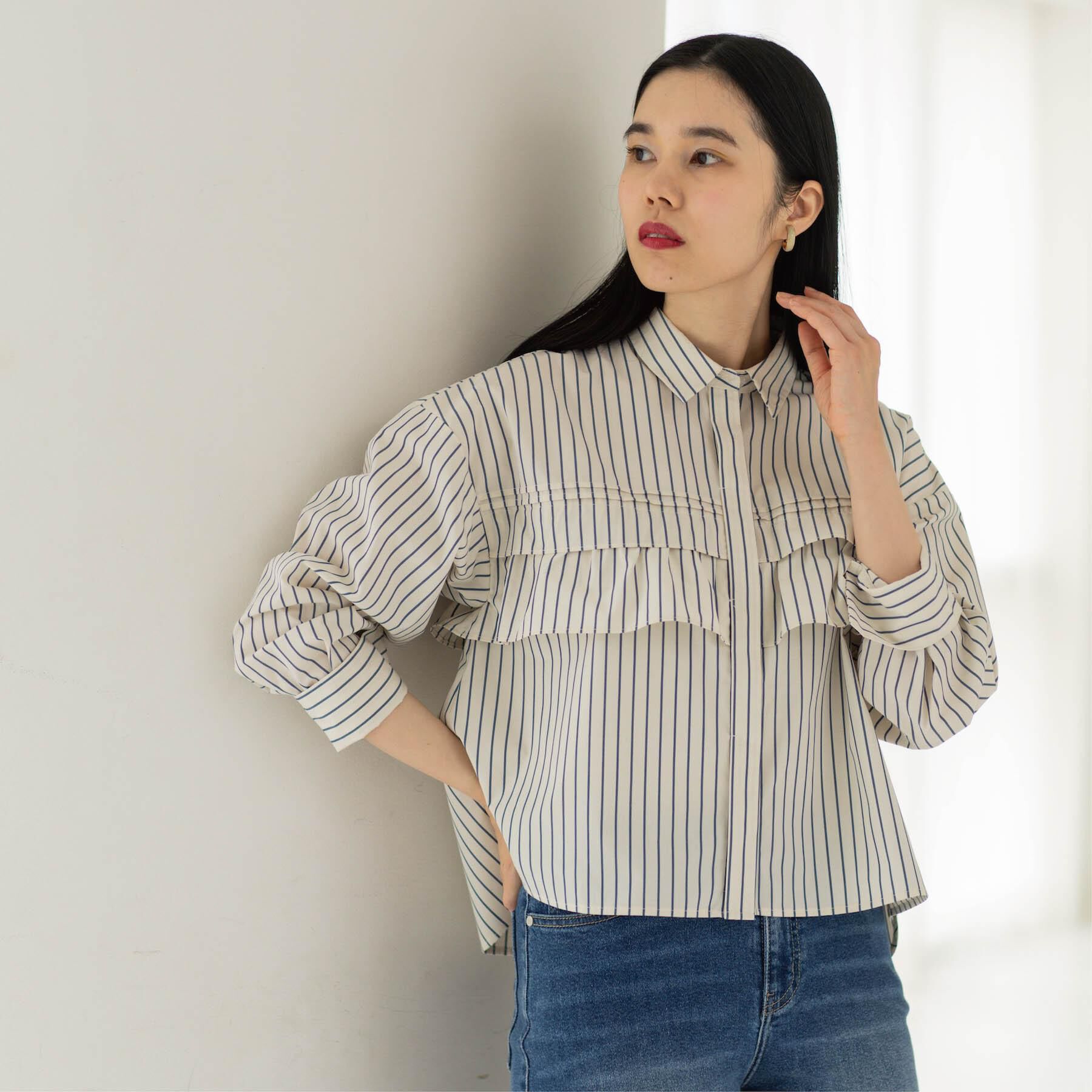 OPAQUE.CLIP「タックフリルシャツ【洗濯機OK】」|シャツ・ブラウス|