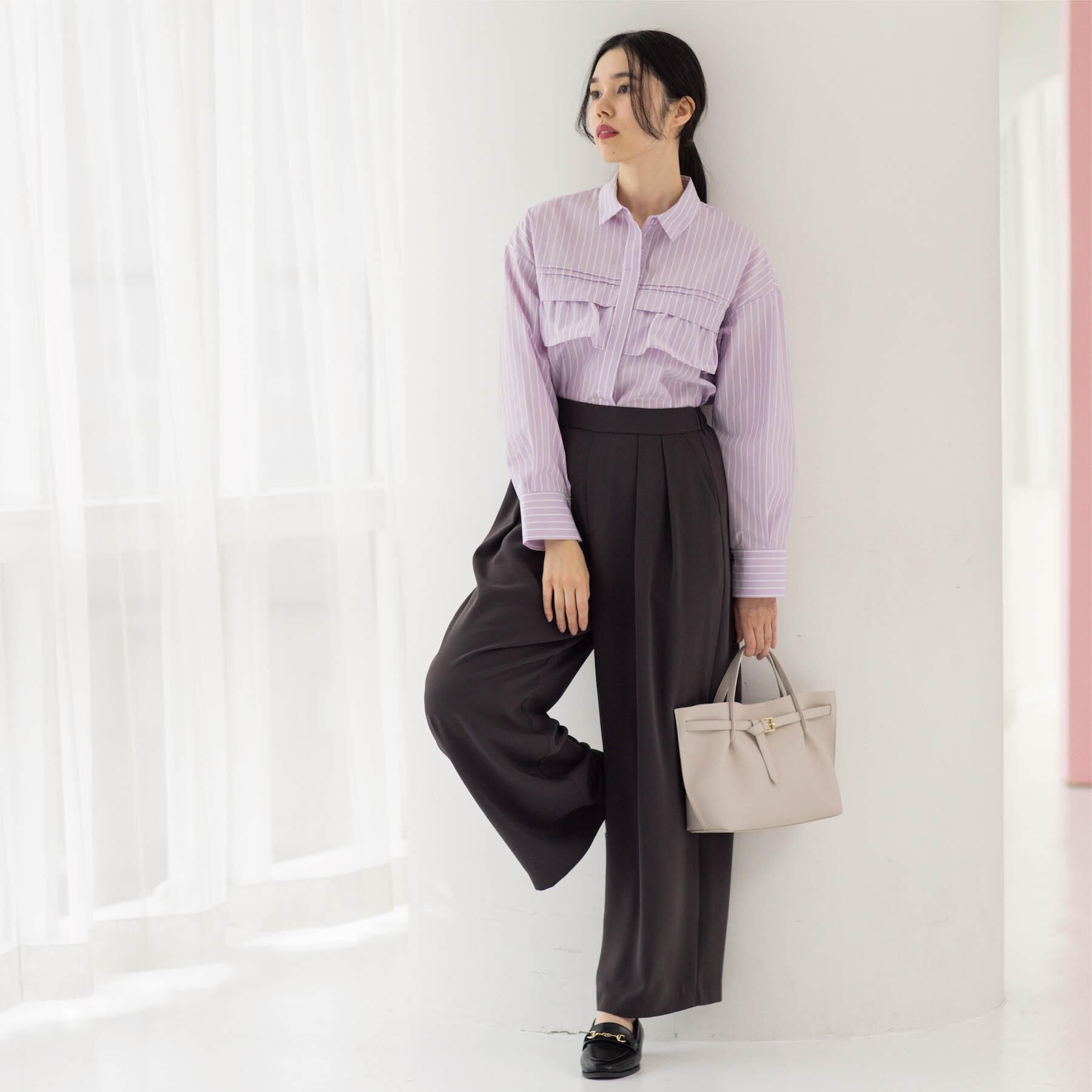 OPAQUE.CLIP「タックフリルシャツ【洗濯機OK】」|シャツ・ブラウス|