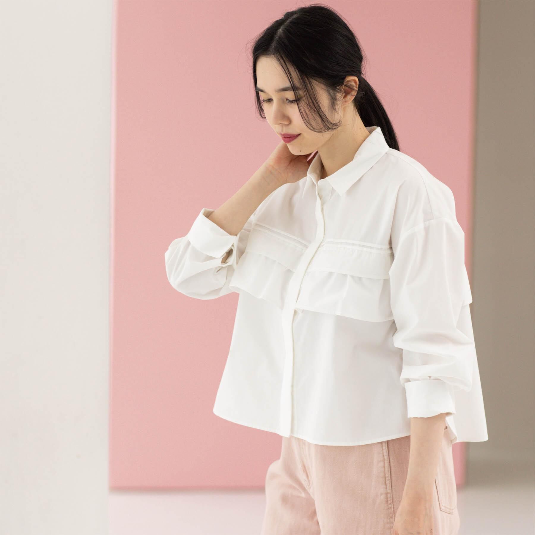 OPAQUE.CLIP「タックフリルシャツ【洗濯機OK】」|シャツ・ブラウス|