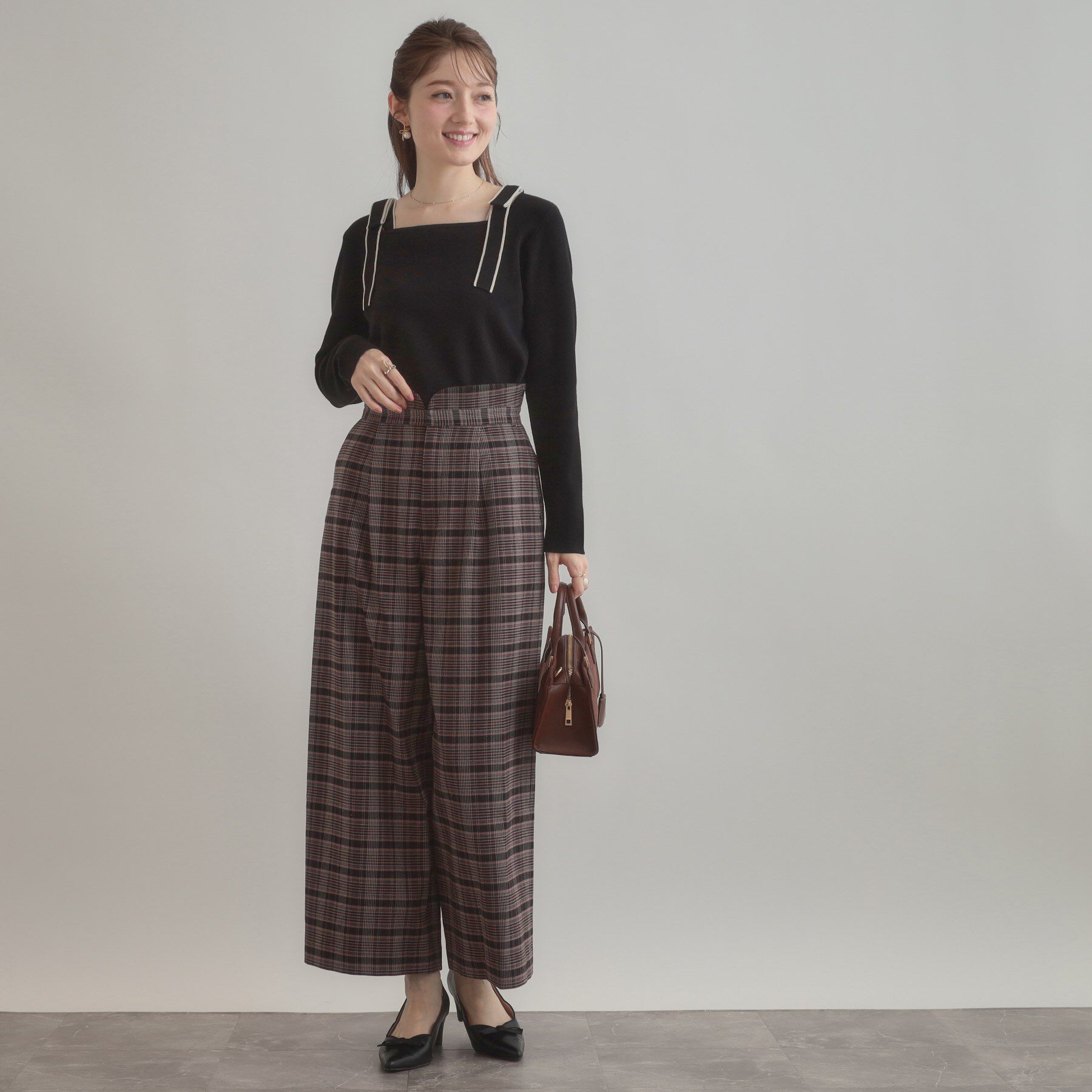 Couture broach「【着映え・フェミニン・高見え】配色リボン総針ニットトップス」|ニット・セーター|