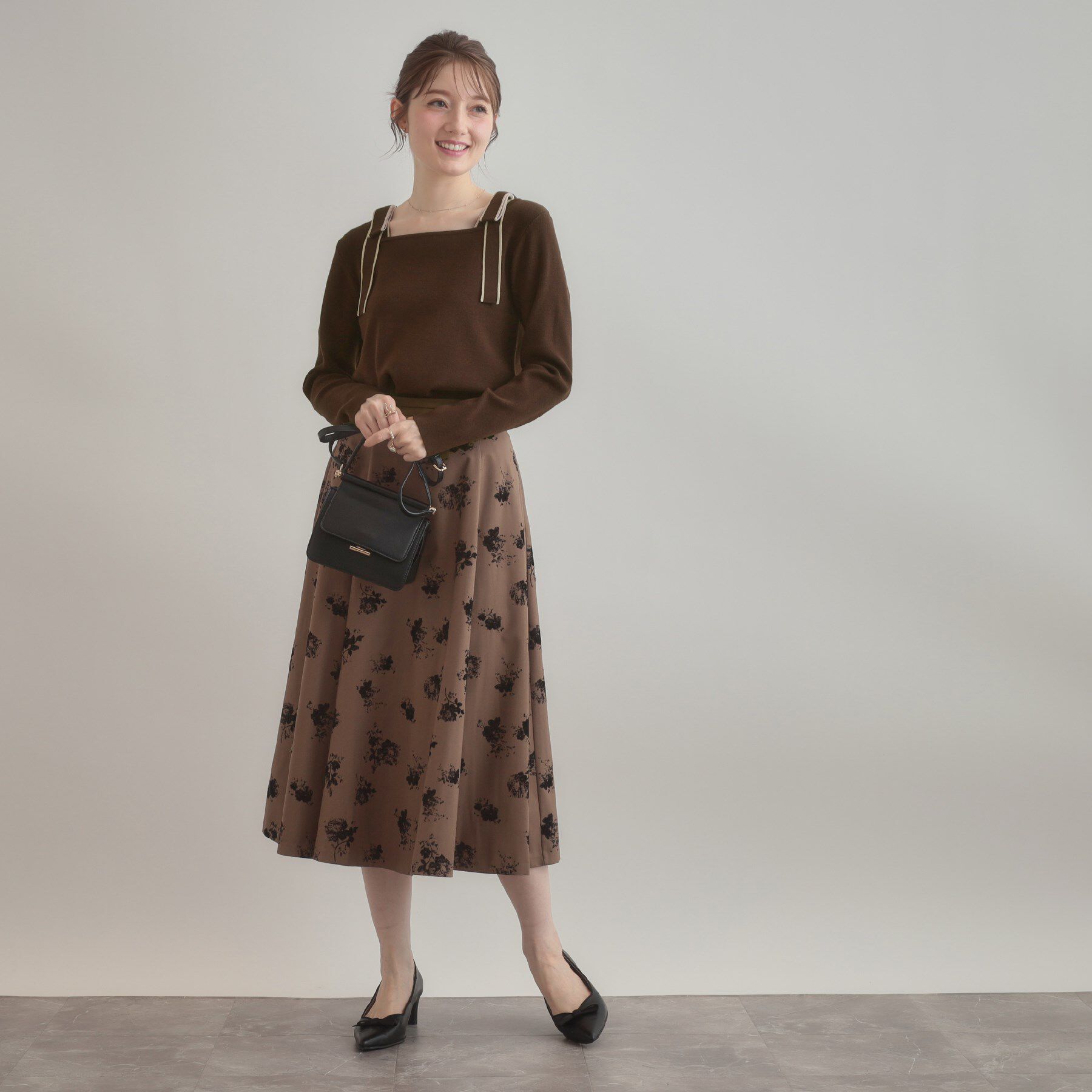 Couture broach「【着映え・フェミニン・高見え】配色リボン総針ニットトップス」|ニット・セーター|