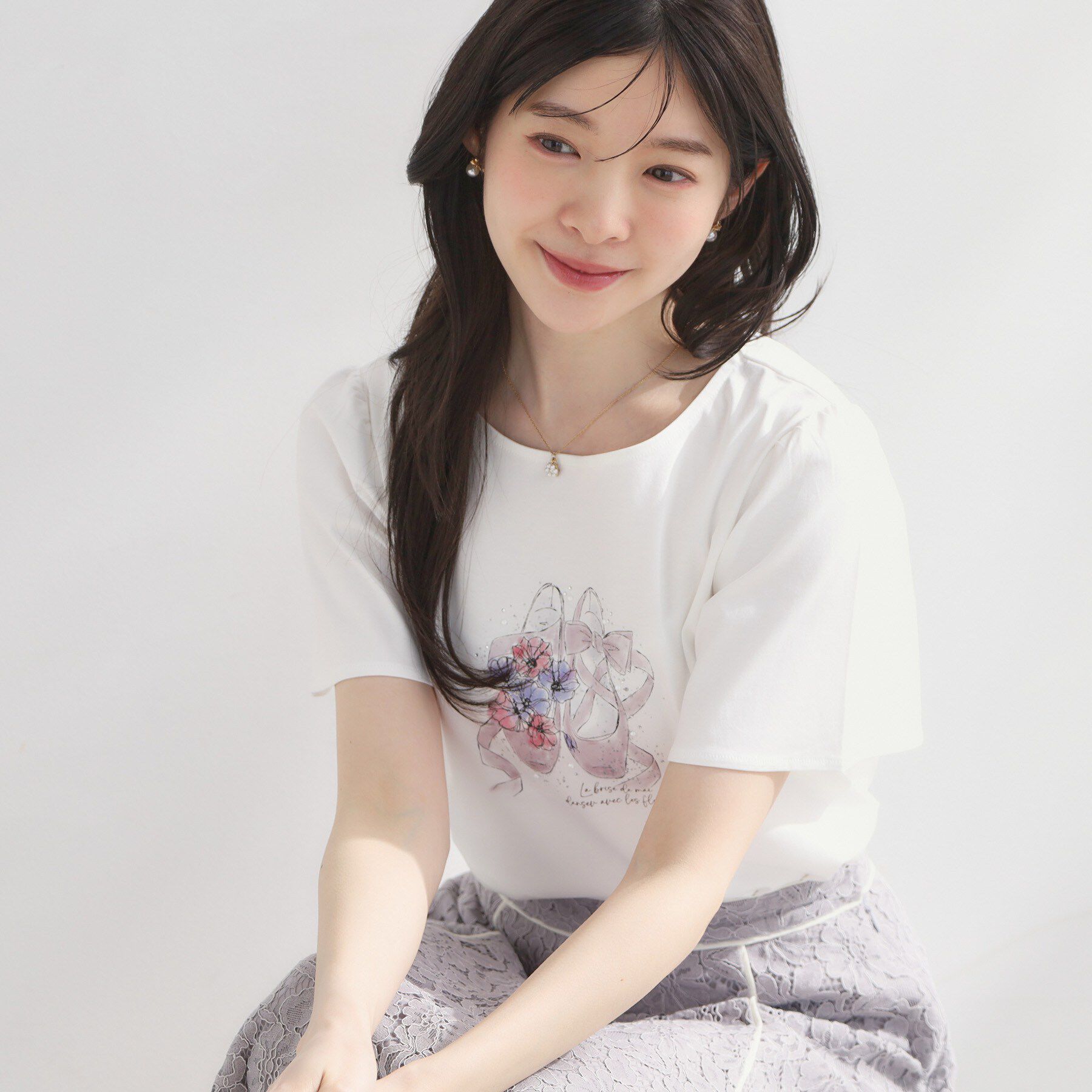 Couture broach「トウシューズプリントTシャツ」|Tシャツ・カットソー|オフホワイト(003