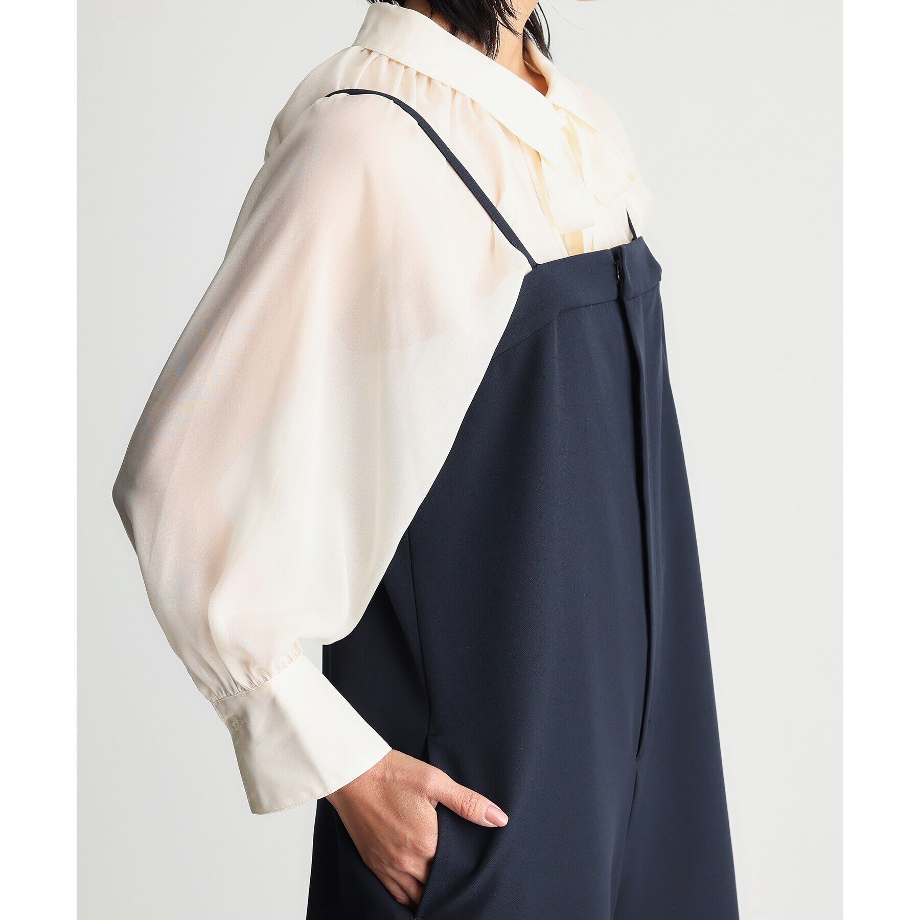 THE SHOP TK「【汚れ防止/シワになりにくい/セレモニー/通勤】ダブルクロスサロペット/洗える/サスティナブル」|オールインワン|