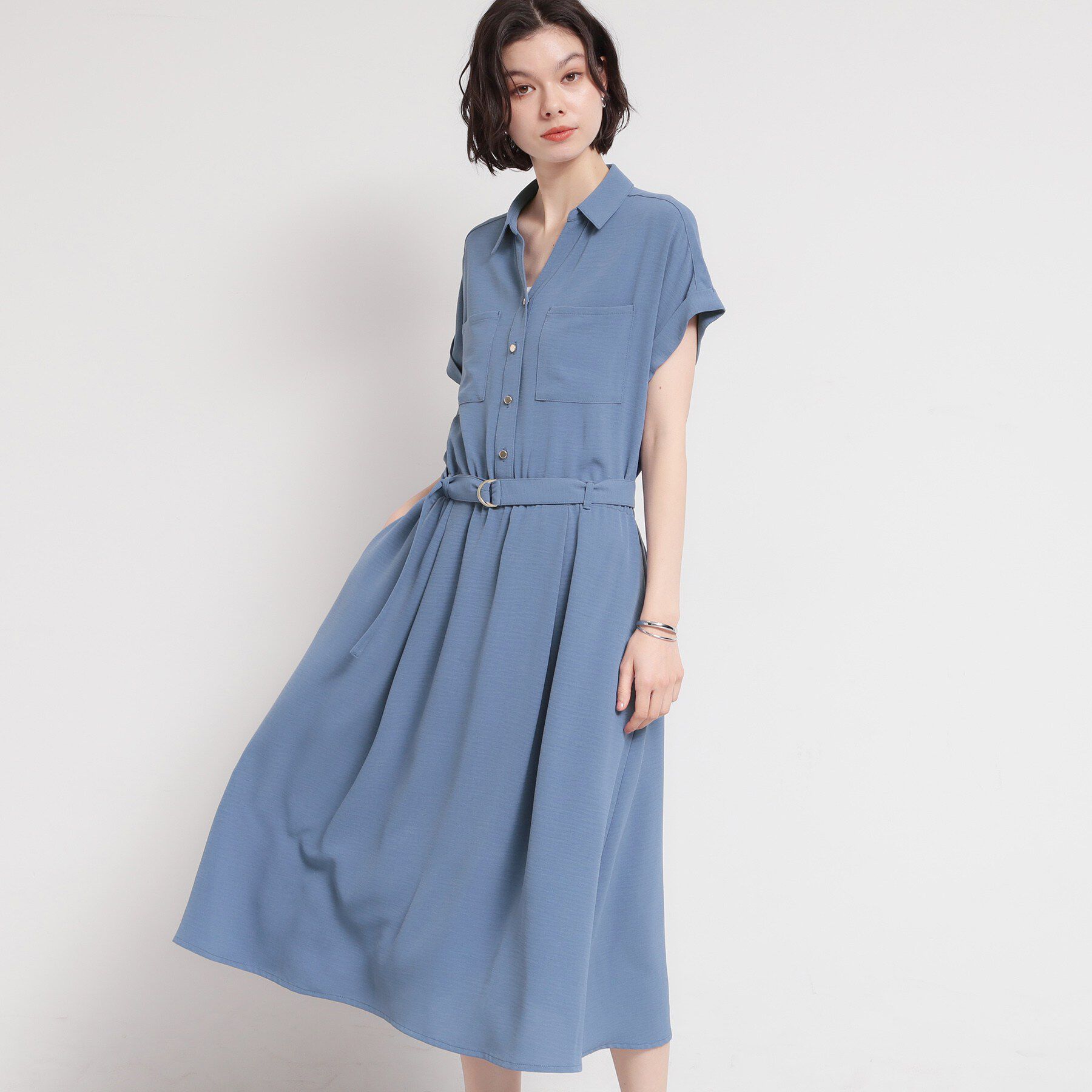 THE SHOP TK「【ひんやり/防しわ/吸水速乾/UVケア】欲しいが詰まった 上品フィット＆フレアワンピース」|ワンピース|