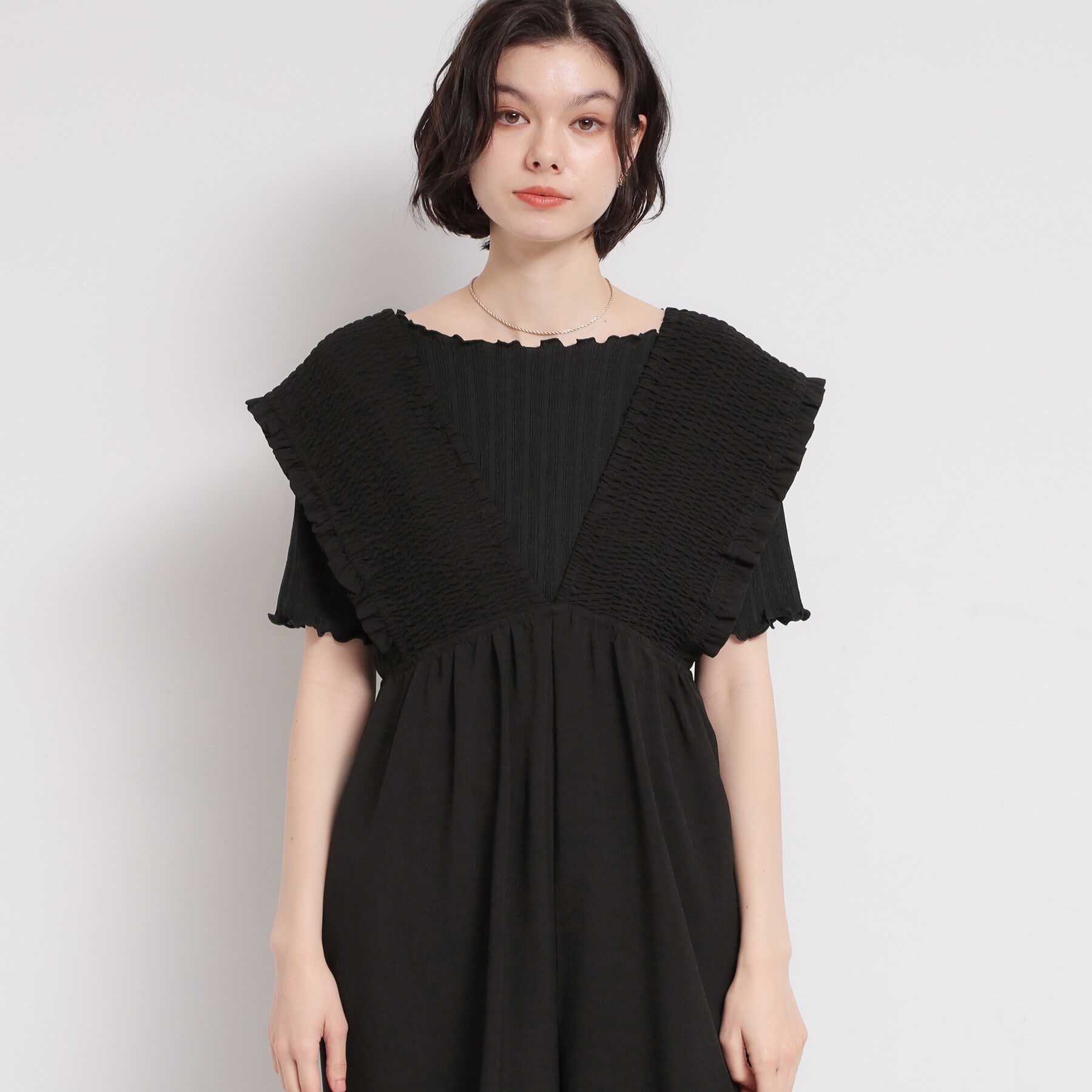 THE SHOP TK「ラクに着られてすっきり見え シャーリングサロペット」|オールインワン|