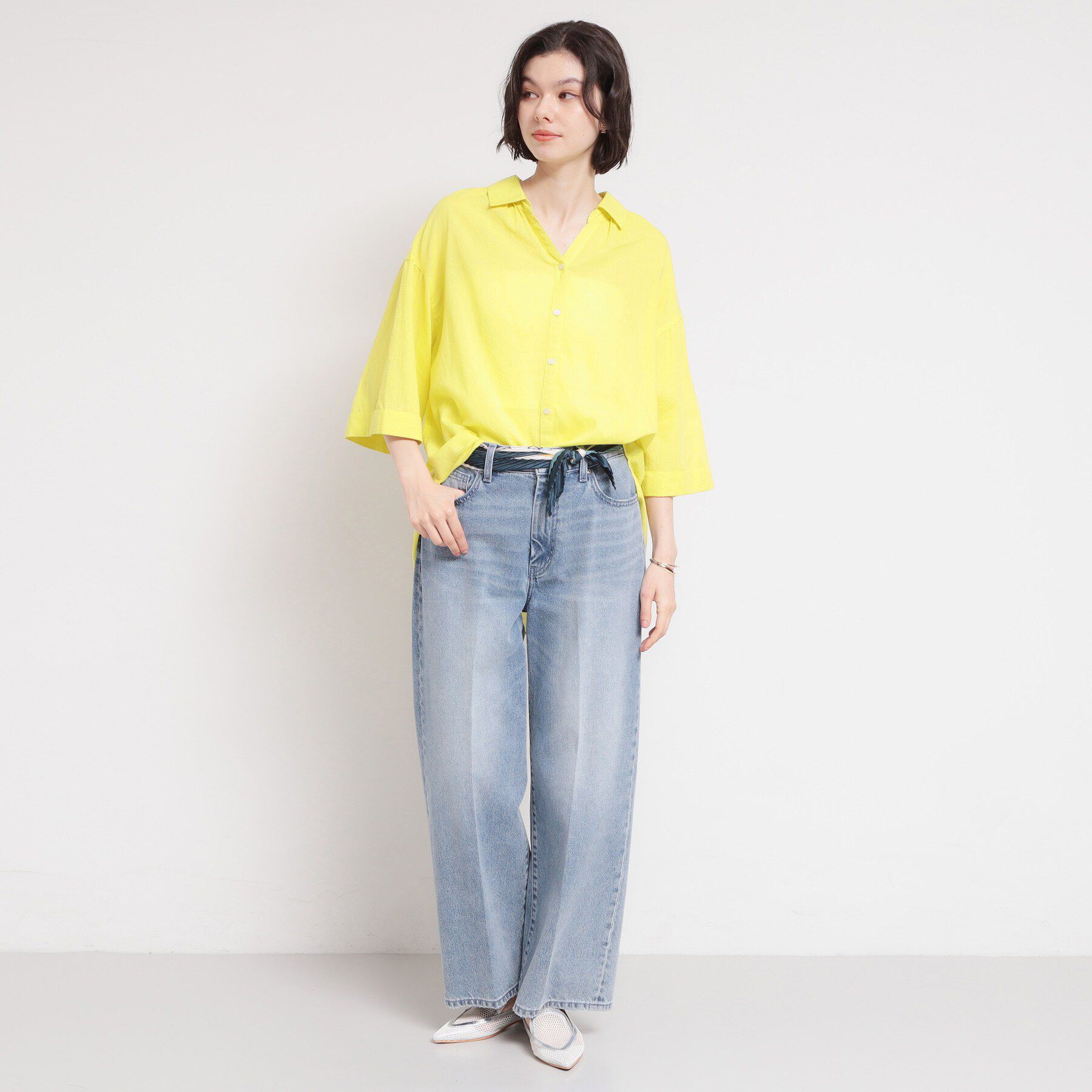 THE SHOP TK「ポジティブカラーが映える　バイオウォッシュバックギャザーシャツ」|シャツ・ブラウス|