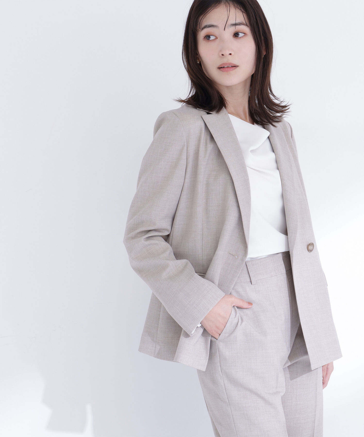  「リネンライク SETUP ダブルボタンジャケット」|その他|