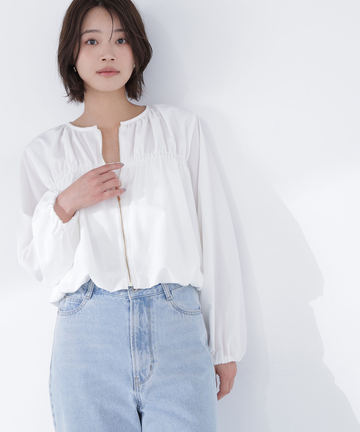  「シャーリングブルゾン」|ブルゾン・スタジャン|オフホワイト1