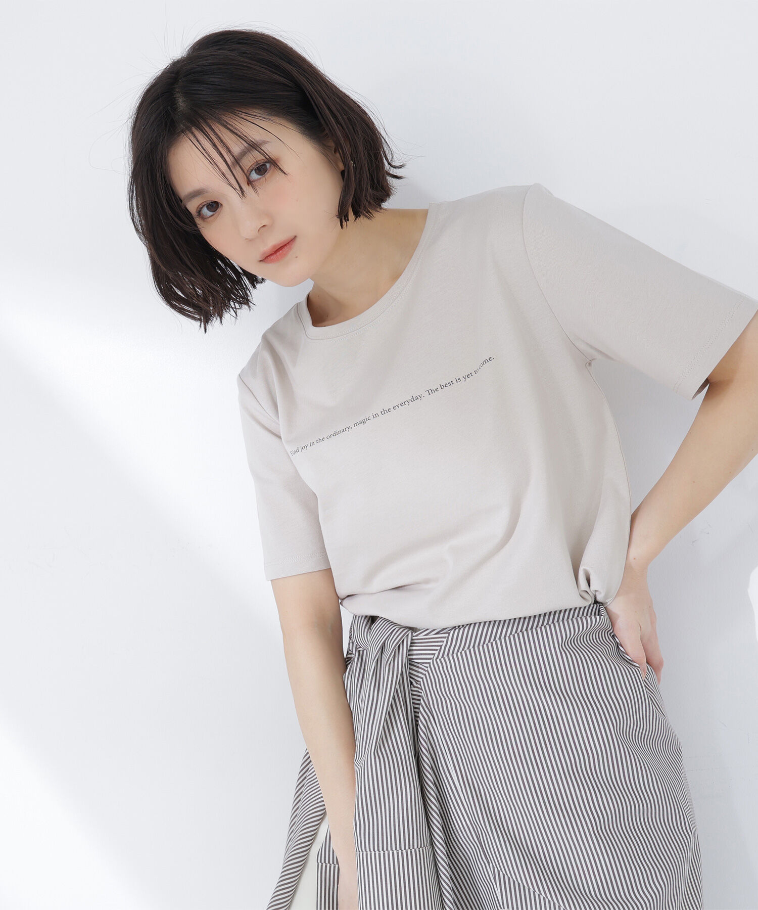  「メッセージロゴTシャツ」|Tシャツ・カットソー|ベージュ