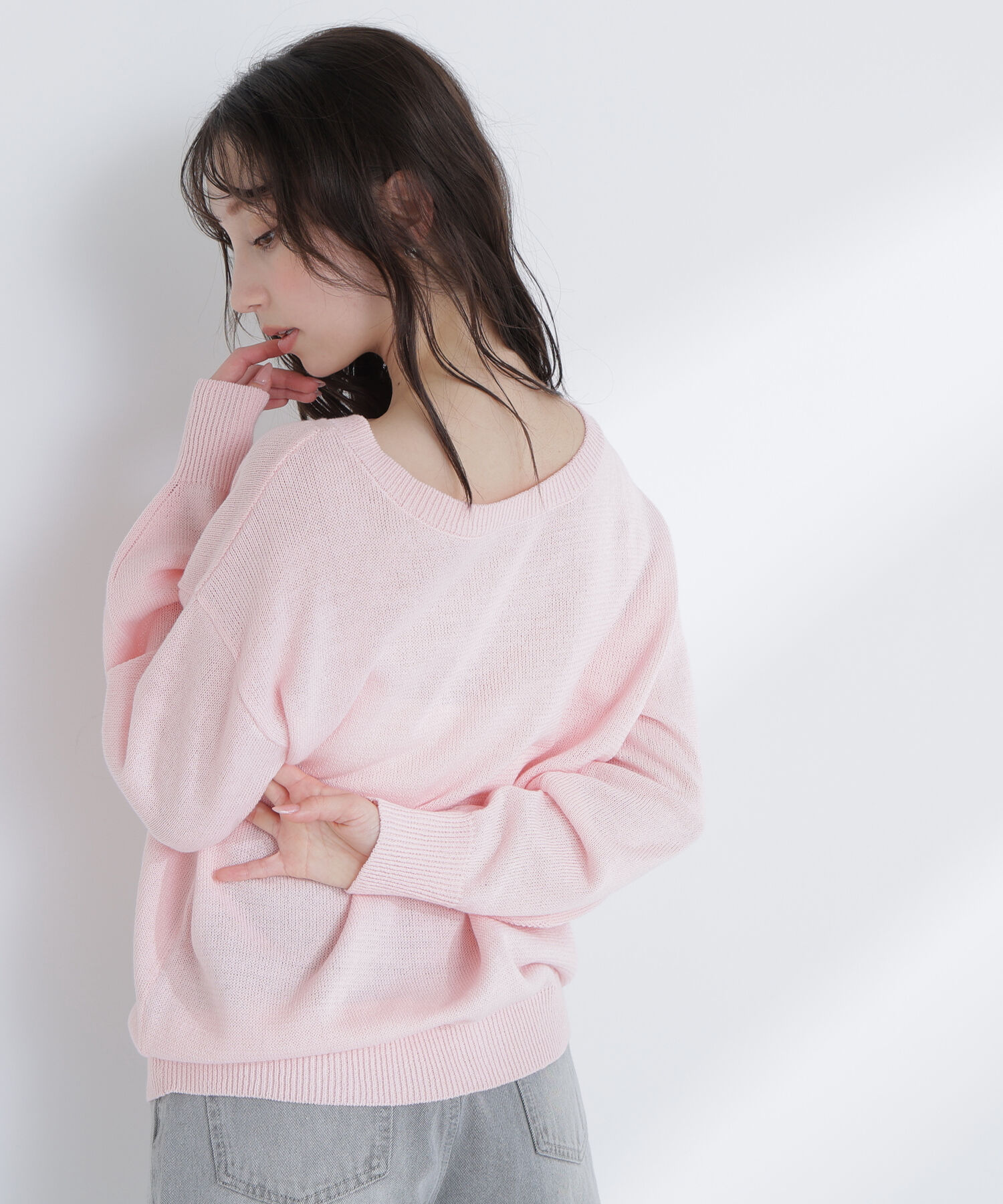  「ドライタッチ2wayネックニット」|ニット・セーター|