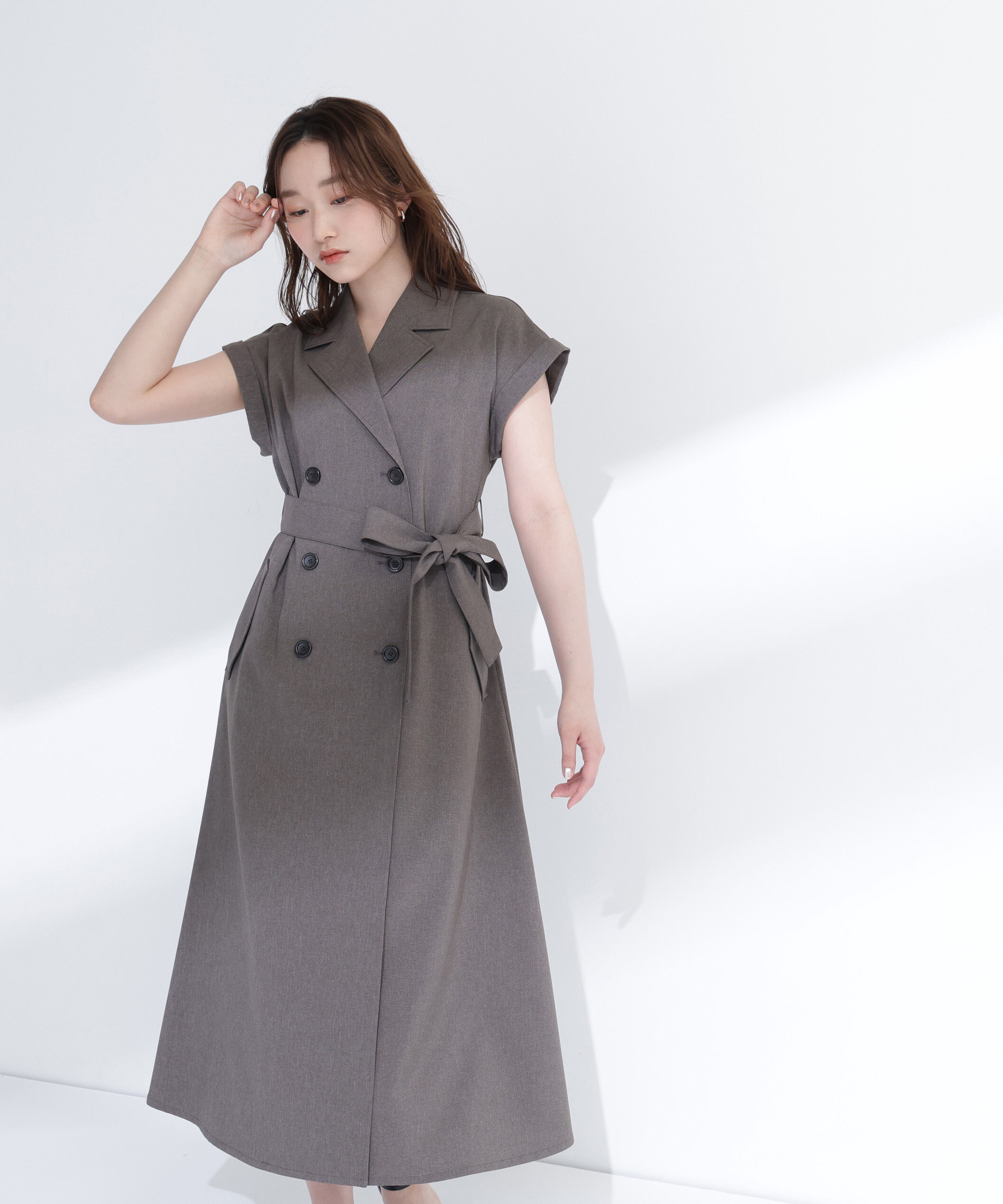  「ベルテッドトレンチワンピース」|ワンピース|ブラウン