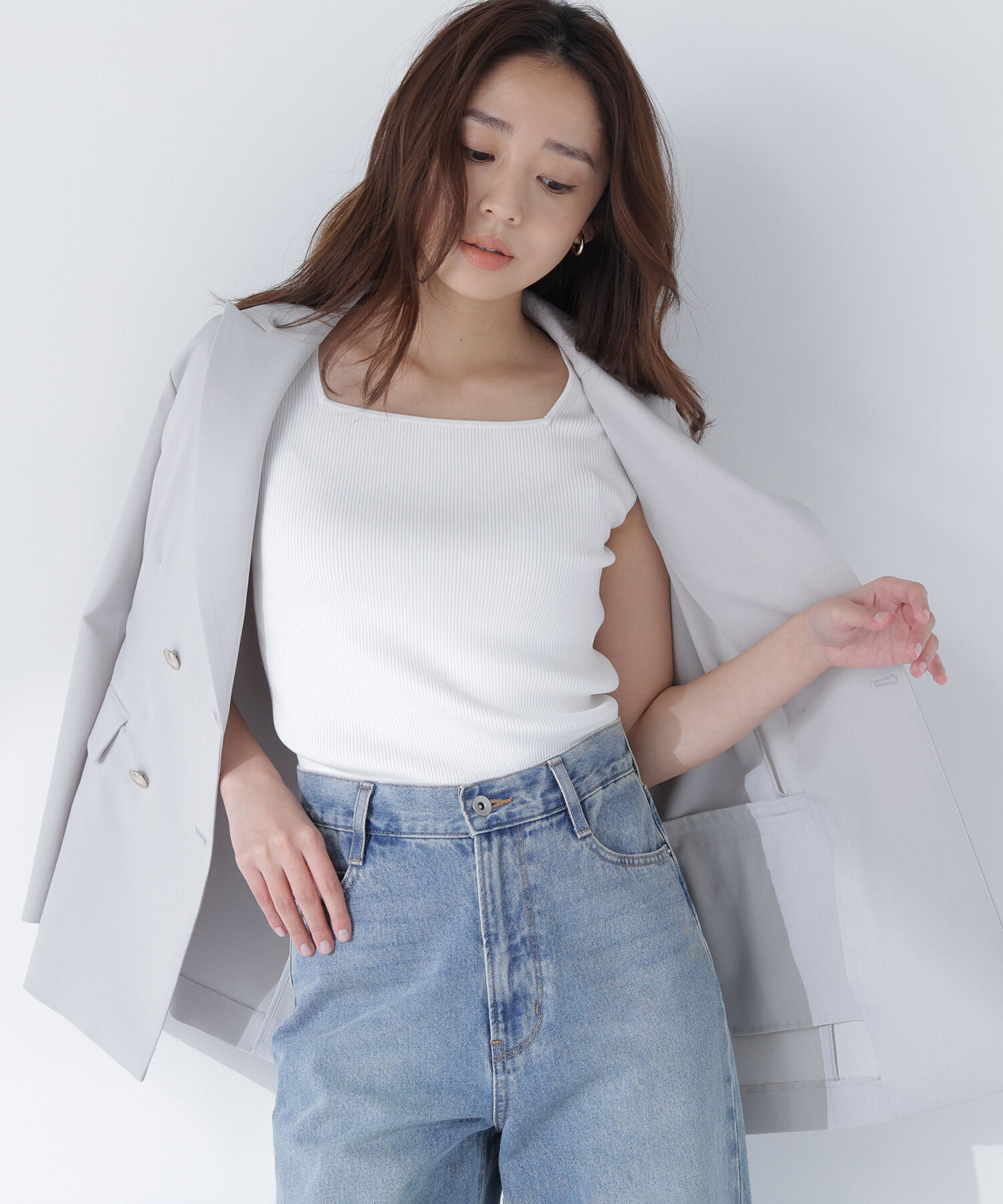  「スクエアネックリブニット」|ニット・セーター|