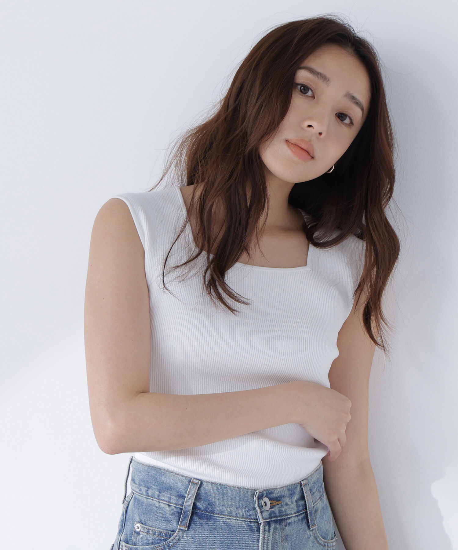  「スクエアネックリブニット」|ニット・セーター|