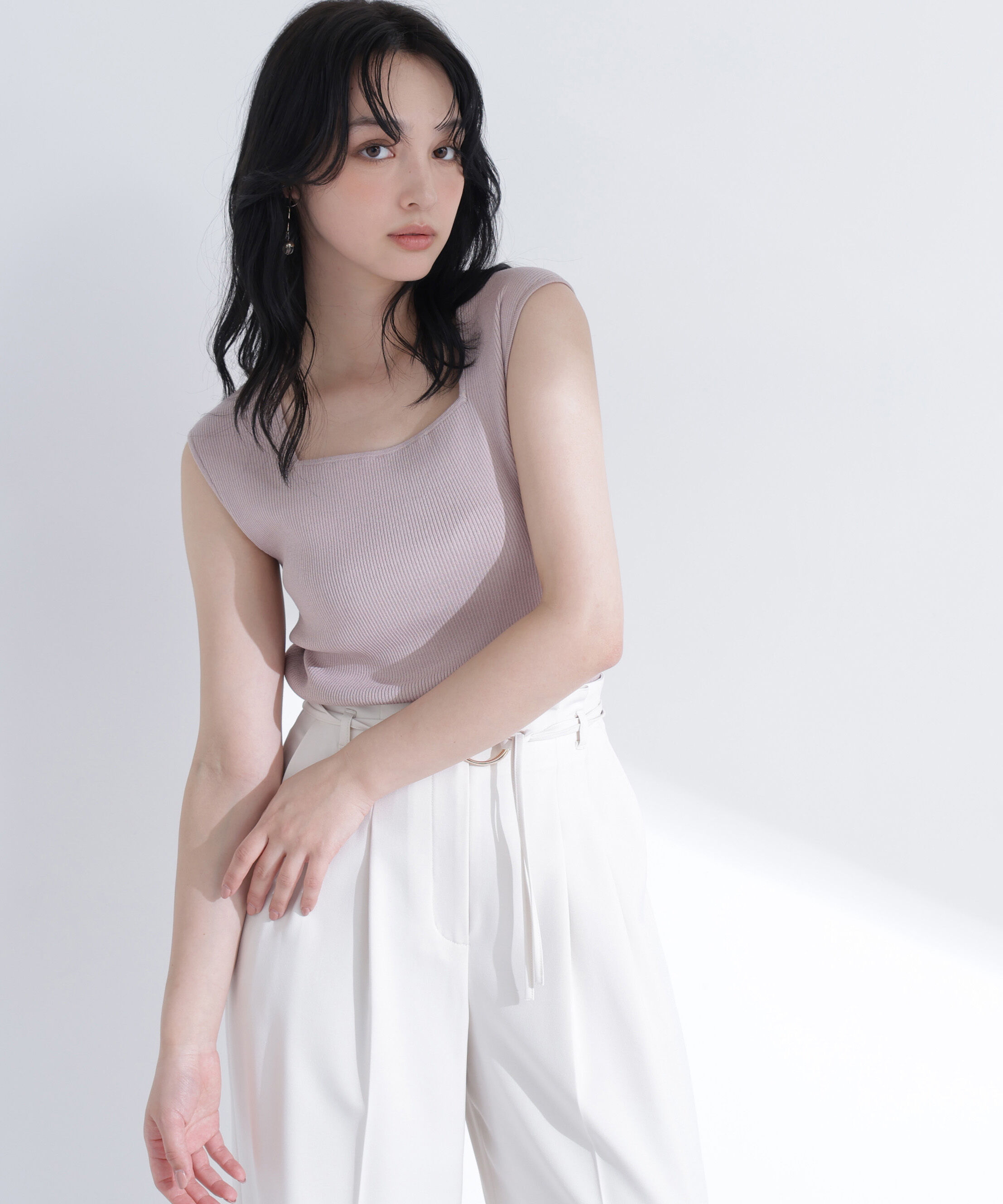  「スクエアネックリブニット」|ニット・セーター|