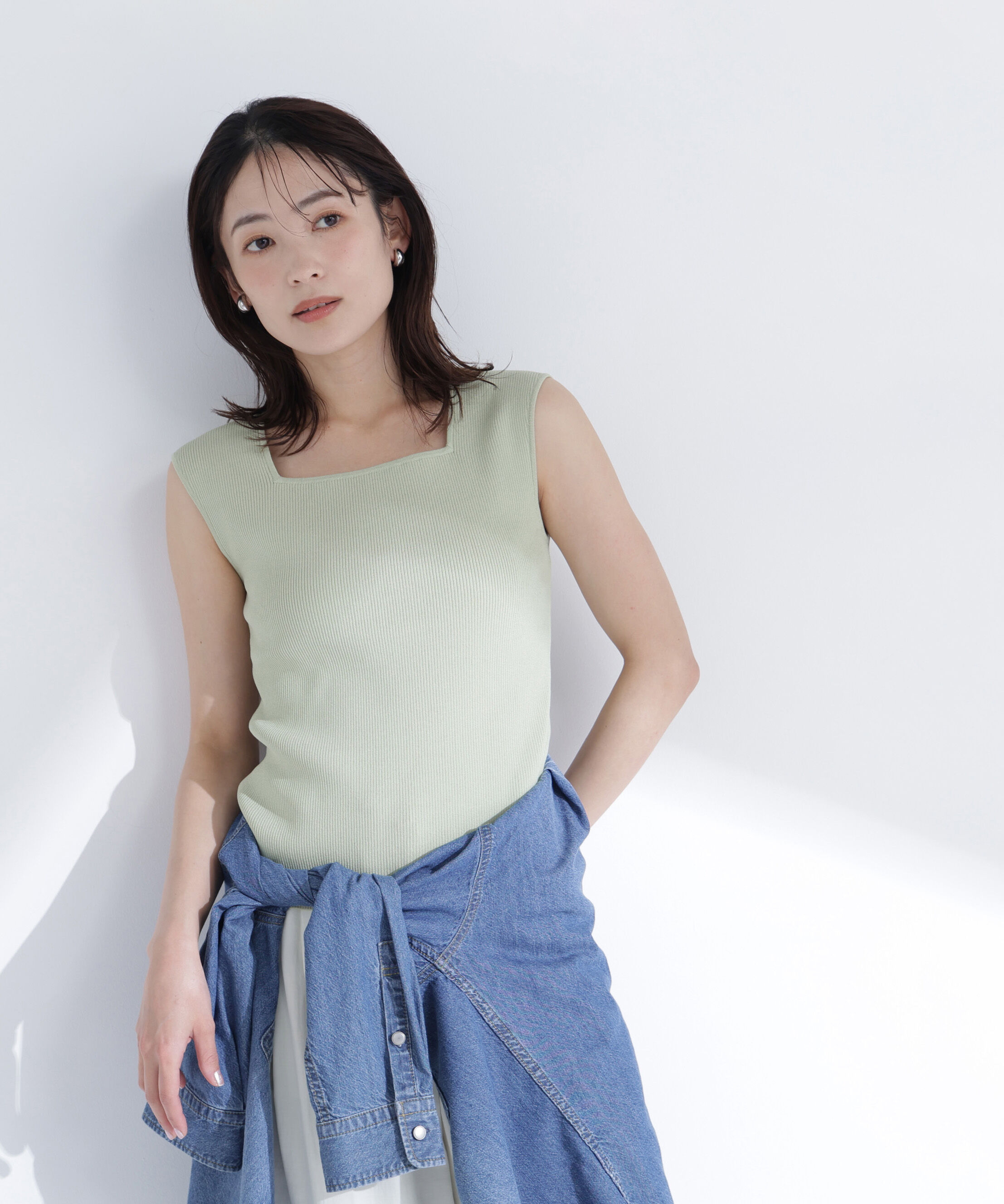  「スクエアネックリブニット」|ニット・セーター|