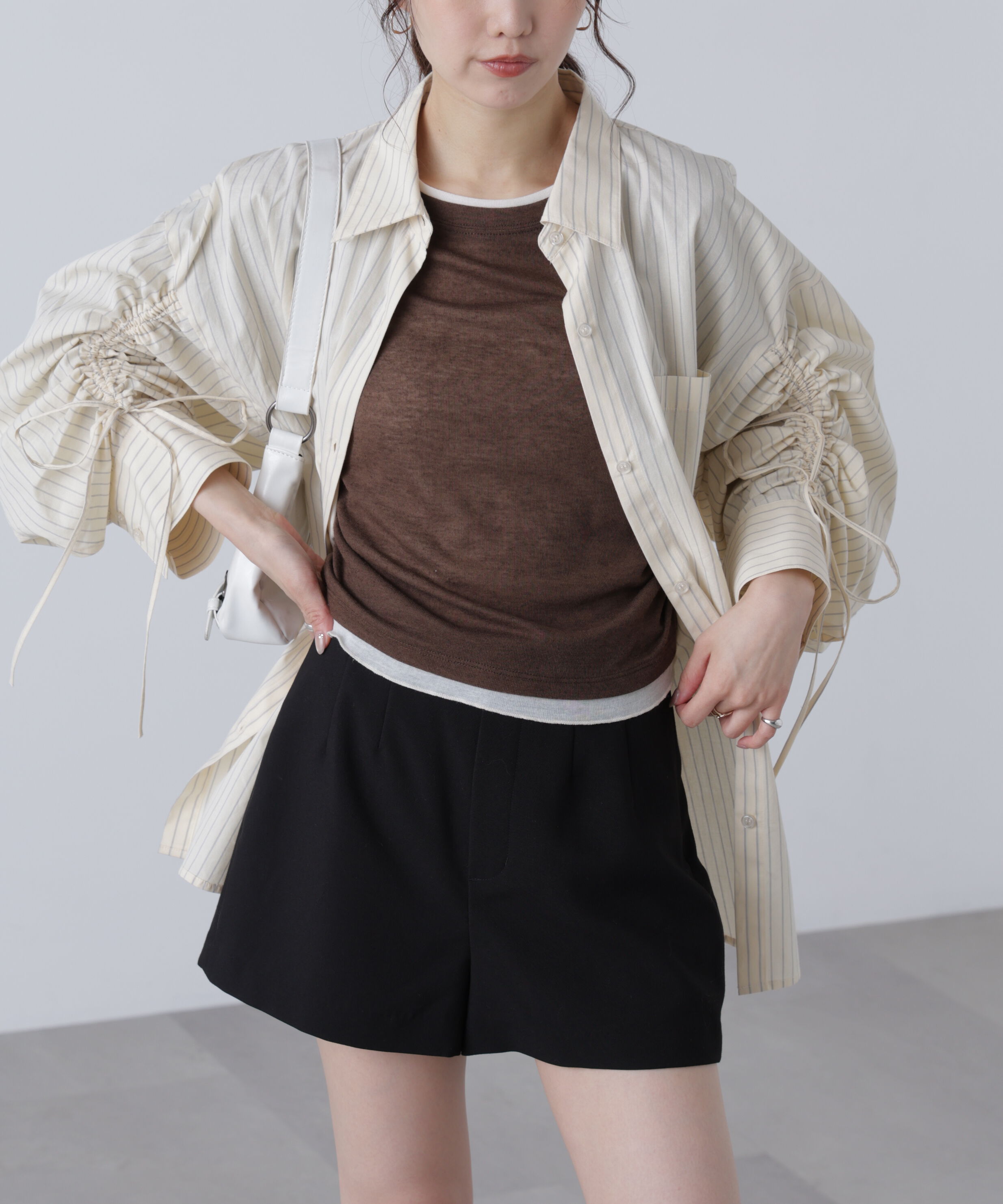  「袖シャーリングオーバーシャツ」|シャツ・ブラウス|