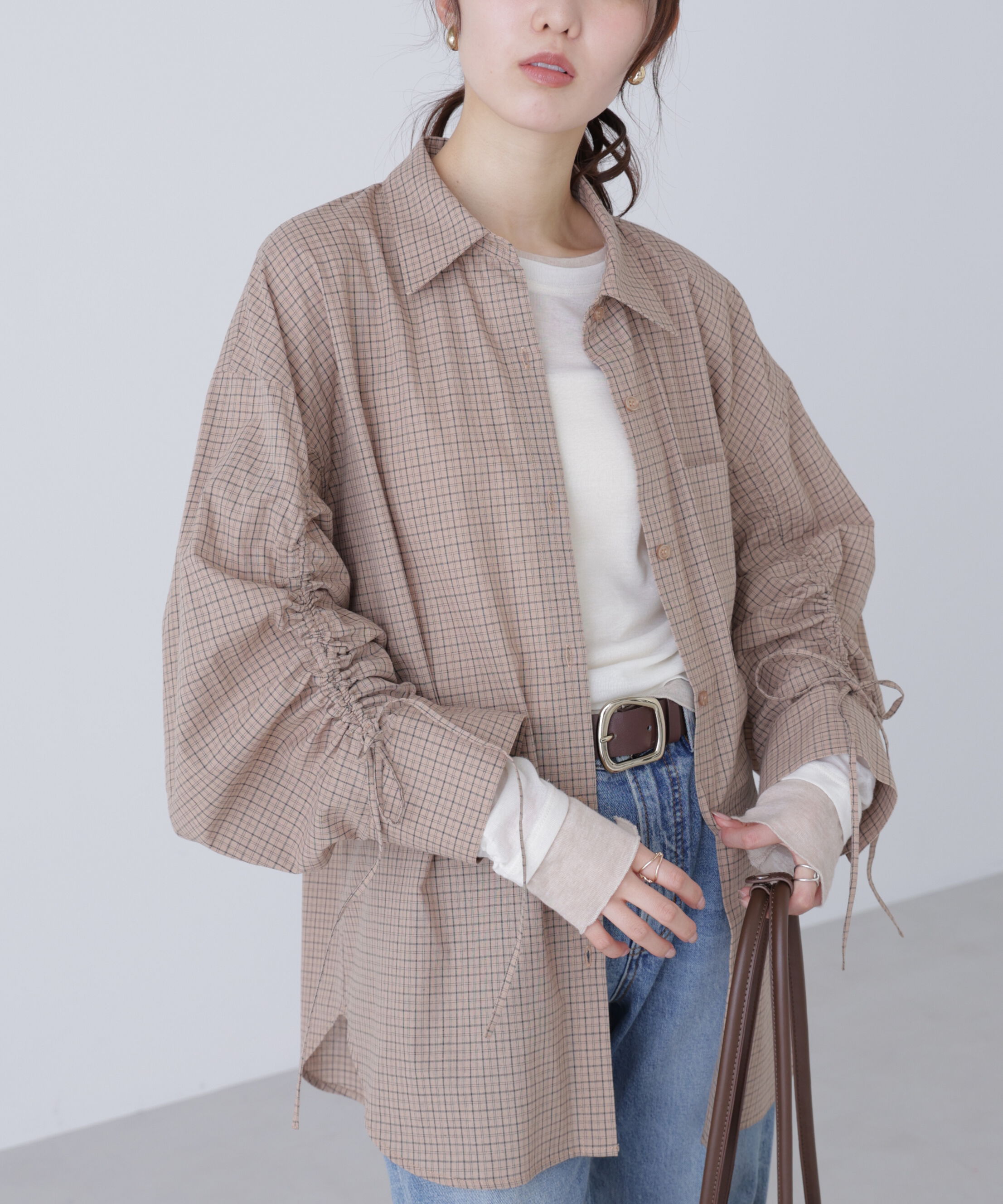  「袖シャーリングオーバーシャツ」|シャツ・ブラウス|