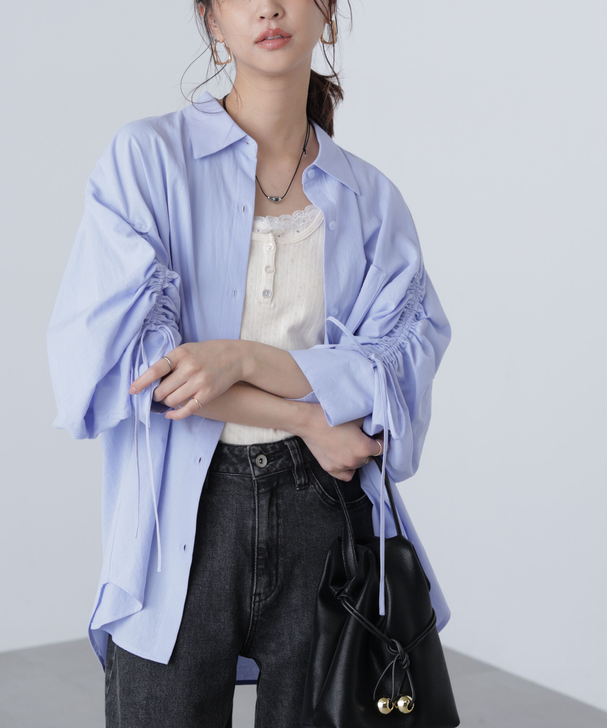  「袖シャーリングオーバーシャツ」|シャツ・ブラウス|