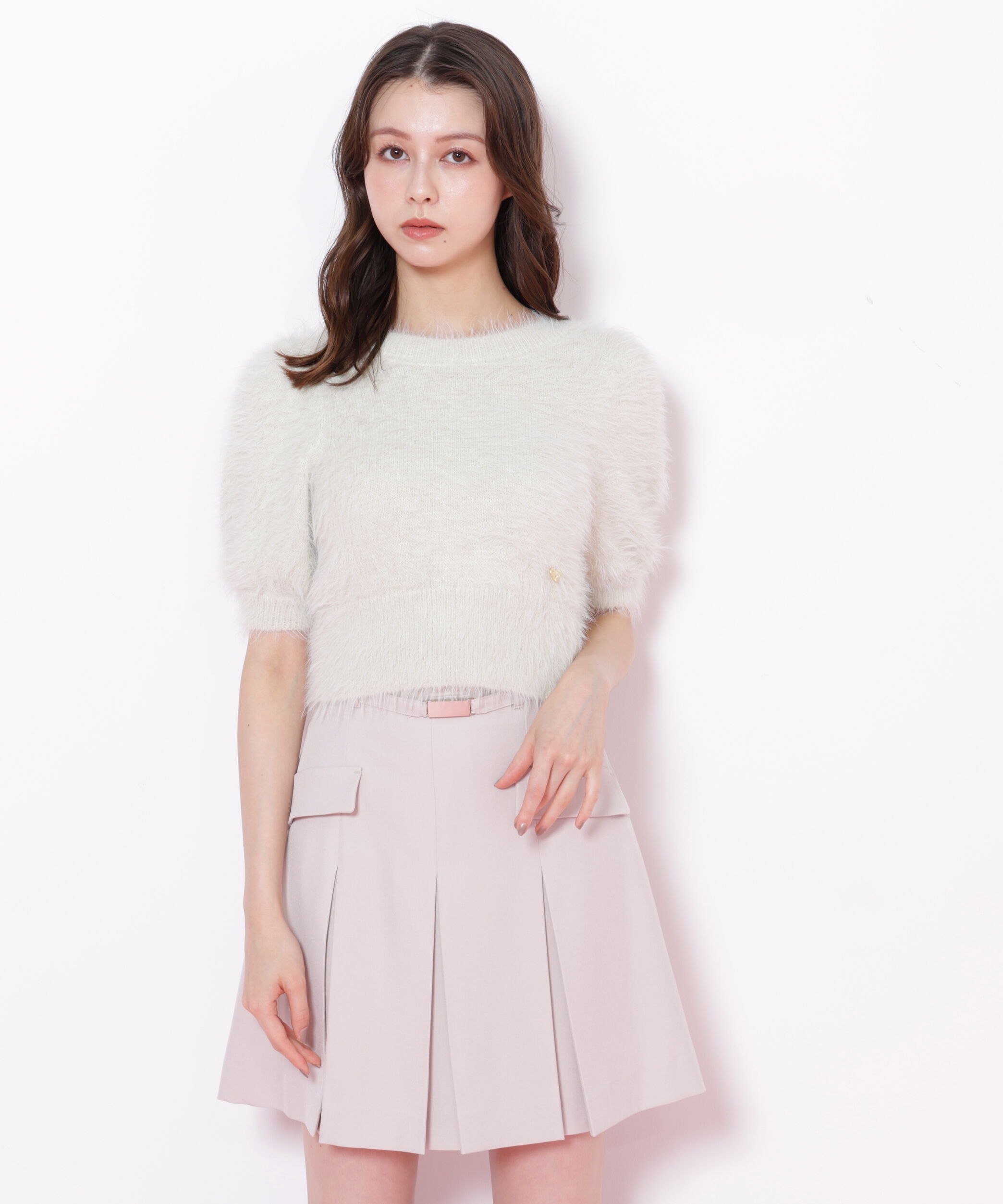  「ハートプレート付きフェザーニット」|ニット・セーター|