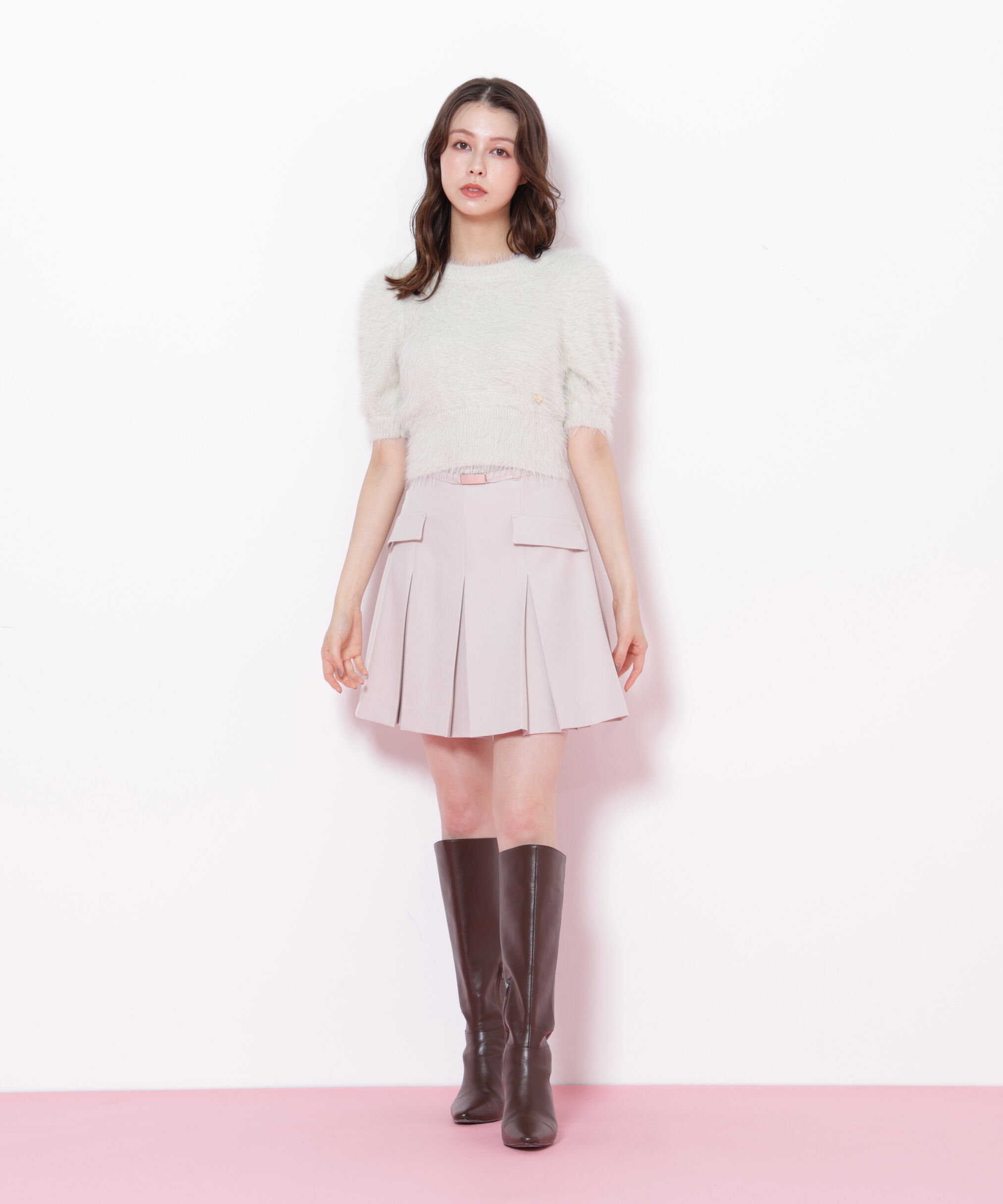  「ハートプレート付きフェザーニット」|ニット・セーター|