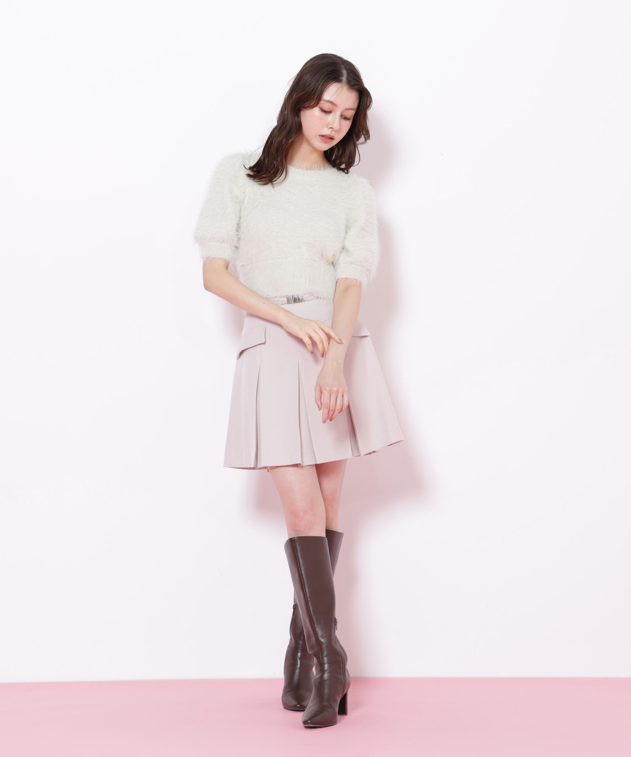  「ハートプレート付きフェザーニット」|ニット・セーター|